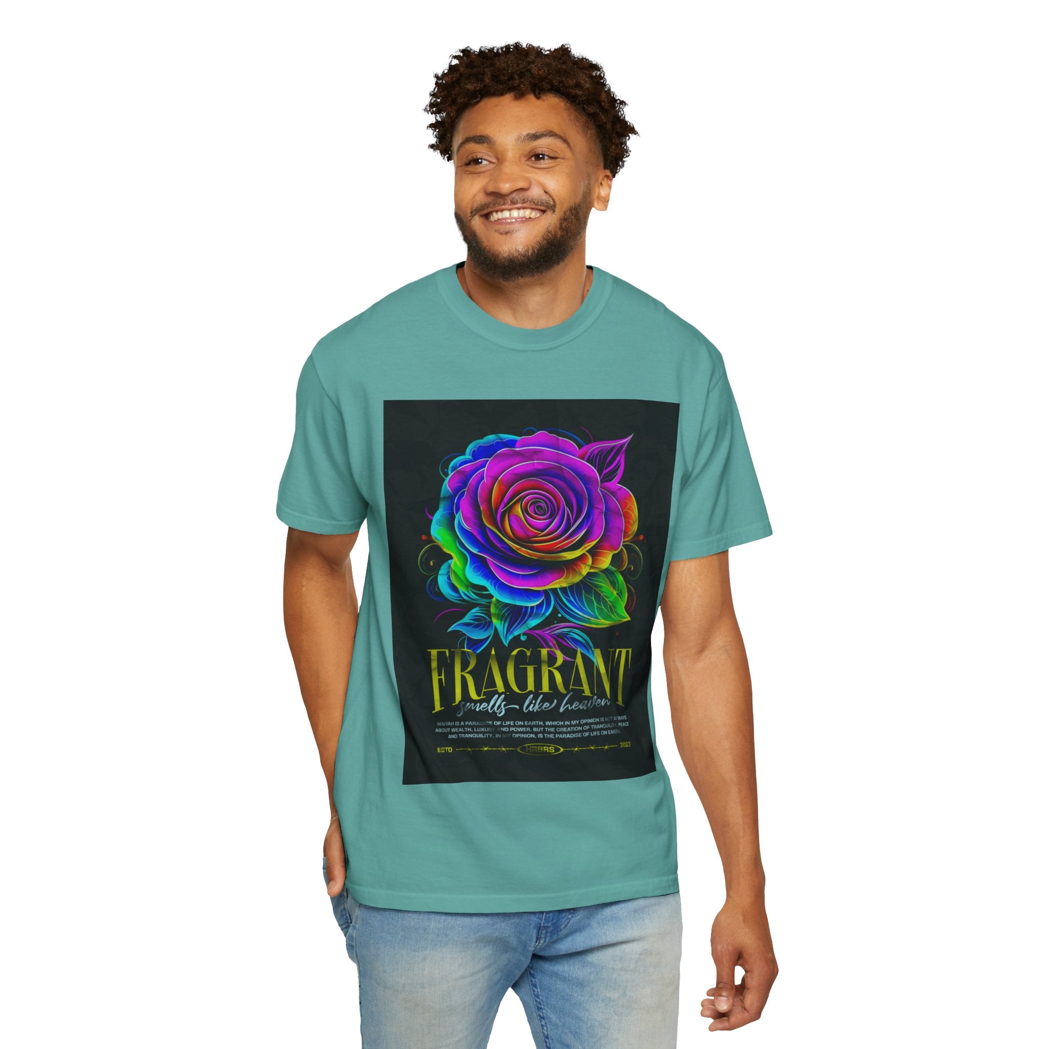 Fragrant Rainbow Rose T-Shirt — Vibrant Floral Graphic Tee