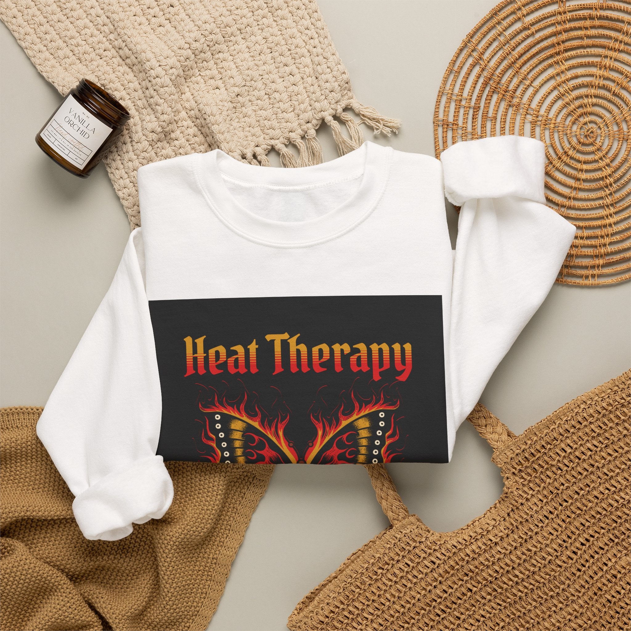 Heat Therapy Crewneck Sweatshirt — Butterfly Flame Graphic