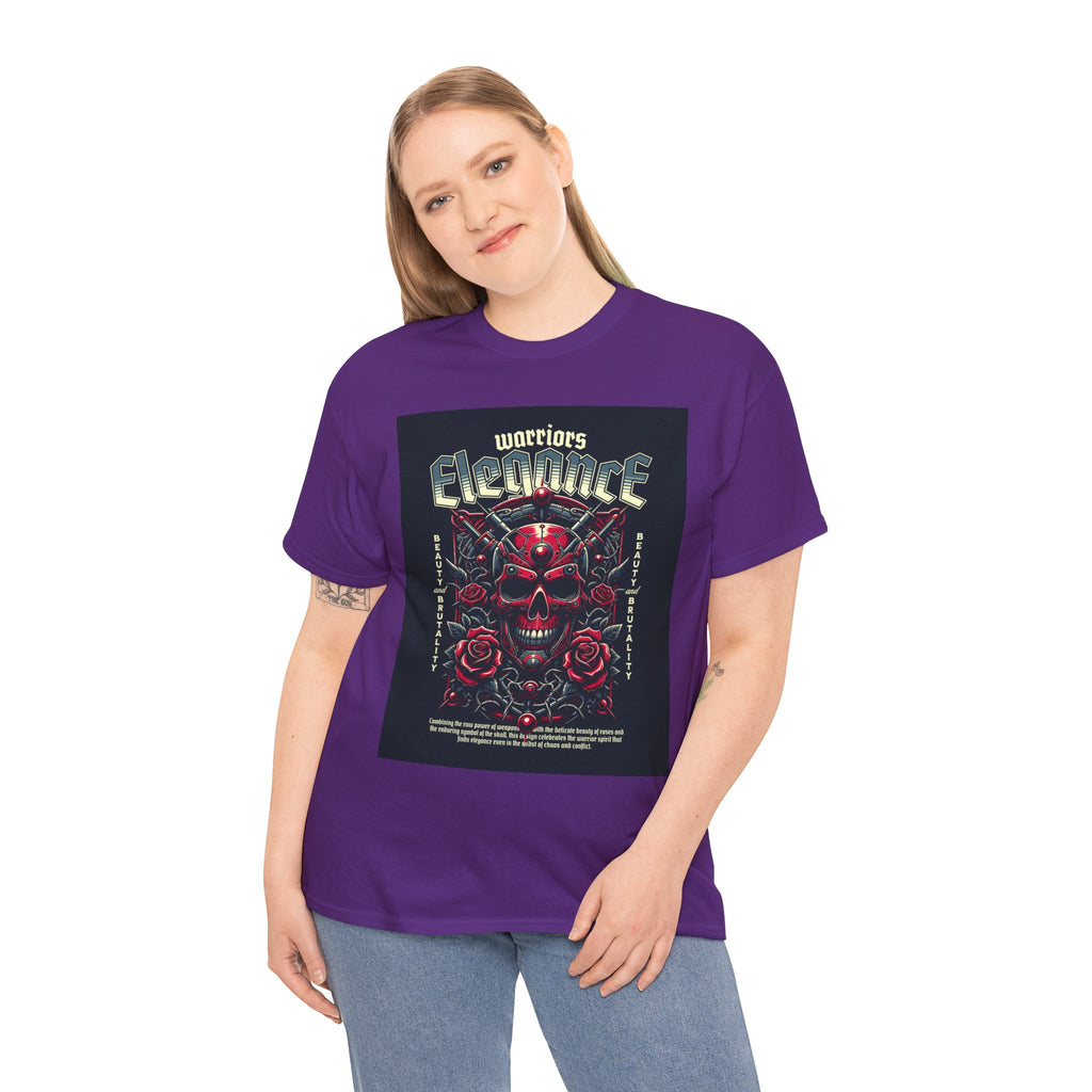 Warriors Electric Skull T‑Shirt — Red Skull & Roses Rock Graphic Tee