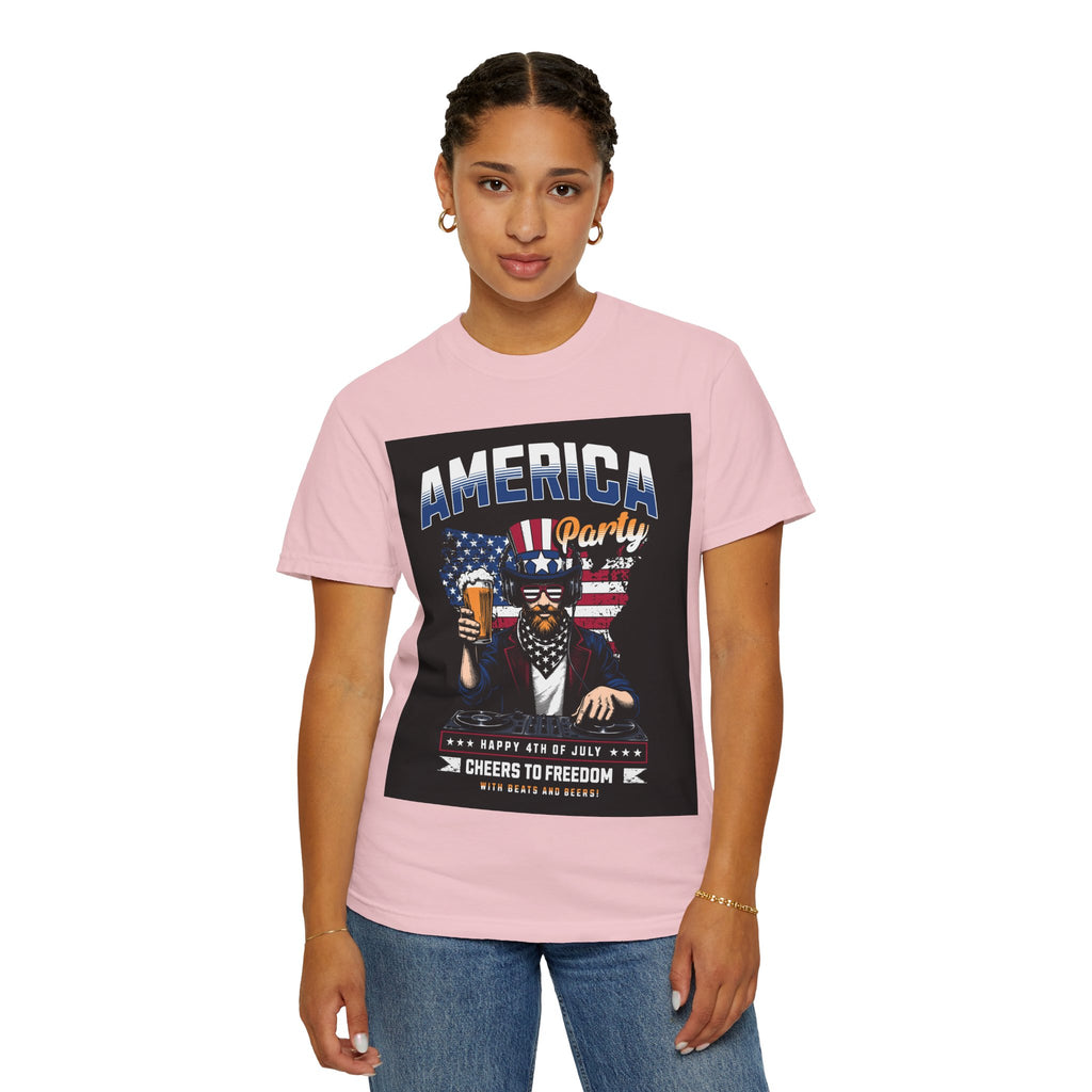 America Party T-Shirt — Cheers to Freedom 4th of July Patriotic Tee