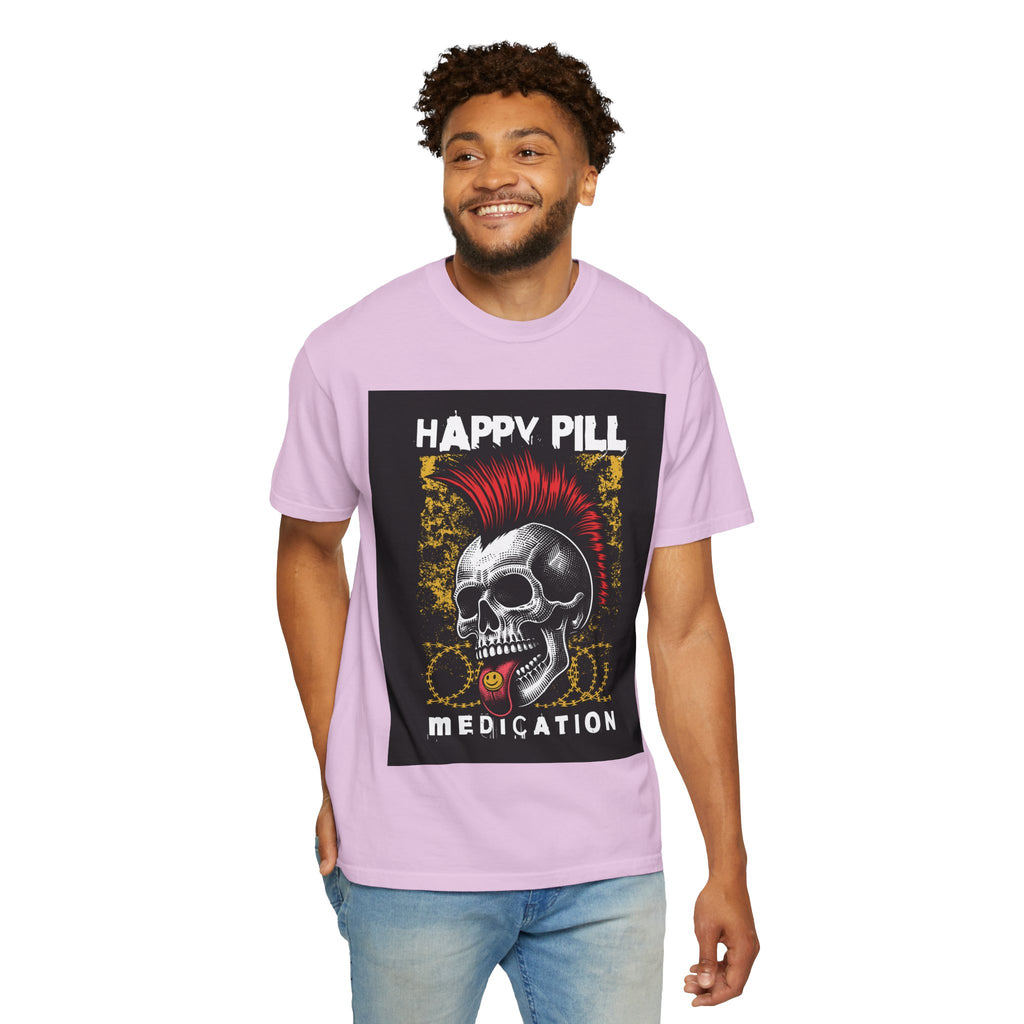 Happy Pill Punk Skull T-Shirt — 'Happy Pill Medication' Graphic Tee
