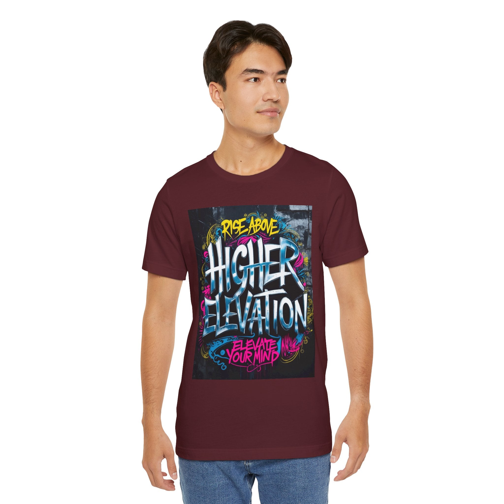 Higher Elevation Graffiti T-Shirt — "Rise Above, Elevate Your Mind"