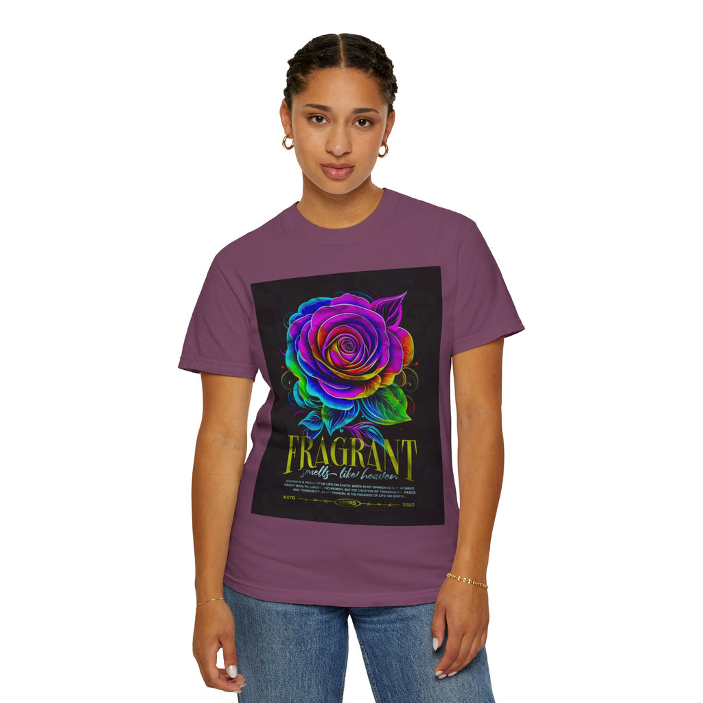 Fragrant Rainbow Rose T-Shirt — Vibrant Floral Graphic Tee