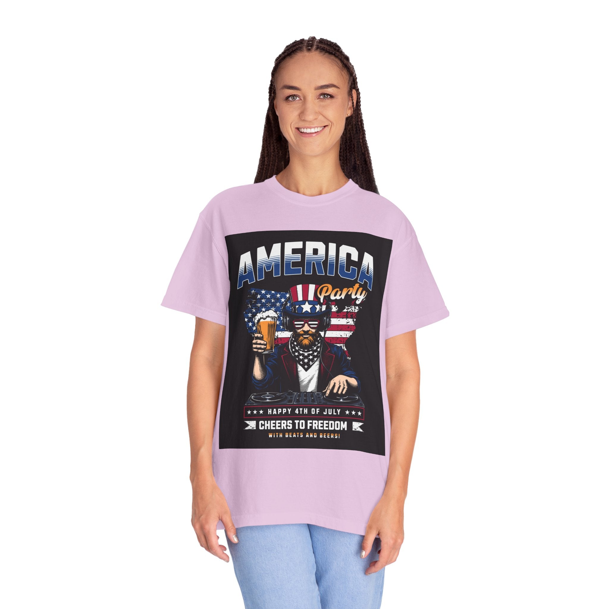 America Party T-Shirt — Cheers to Freedom 4th of July Patriotic Tee