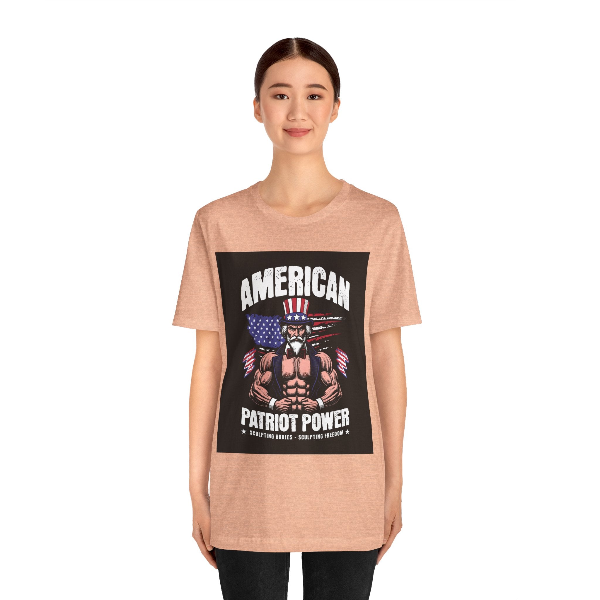 Patriot Power T-Shirt — American Flag Uncle Sam Muscle Graphic Tee