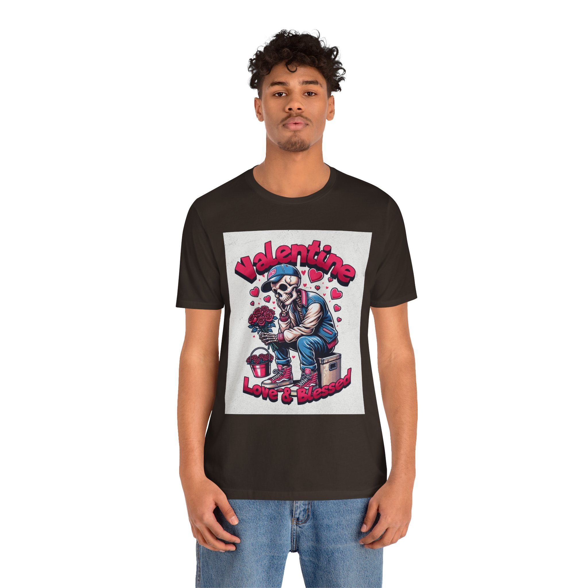Valentine Skull T-Shirt – "Love & Blessed" Gothic Valentine Tee