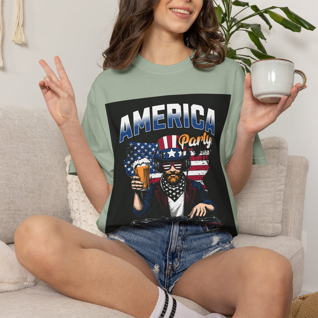 America Party T-Shirt — Cheers to Freedom 4th of July Patriotic Tee