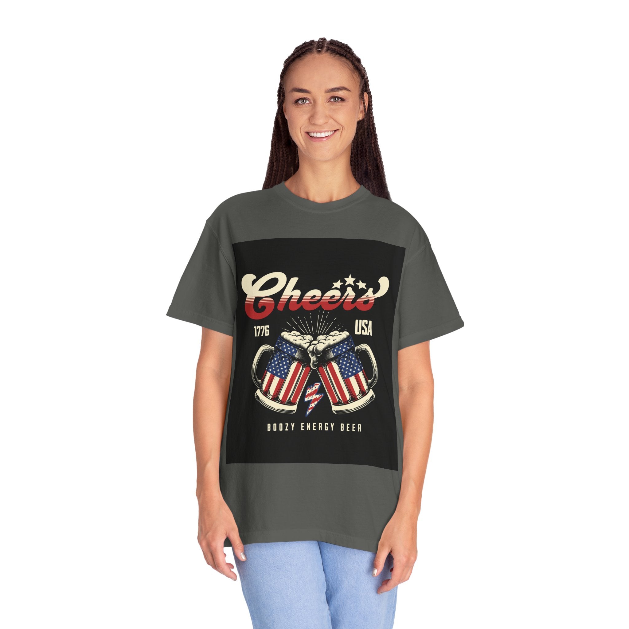 Cheers USA T-Shirt — Patriotic Beer Mugs Graphic Tee (1776)