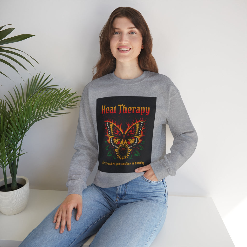Heat Therapy Crewneck Sweatshirt — Butterfly Flame Graphic