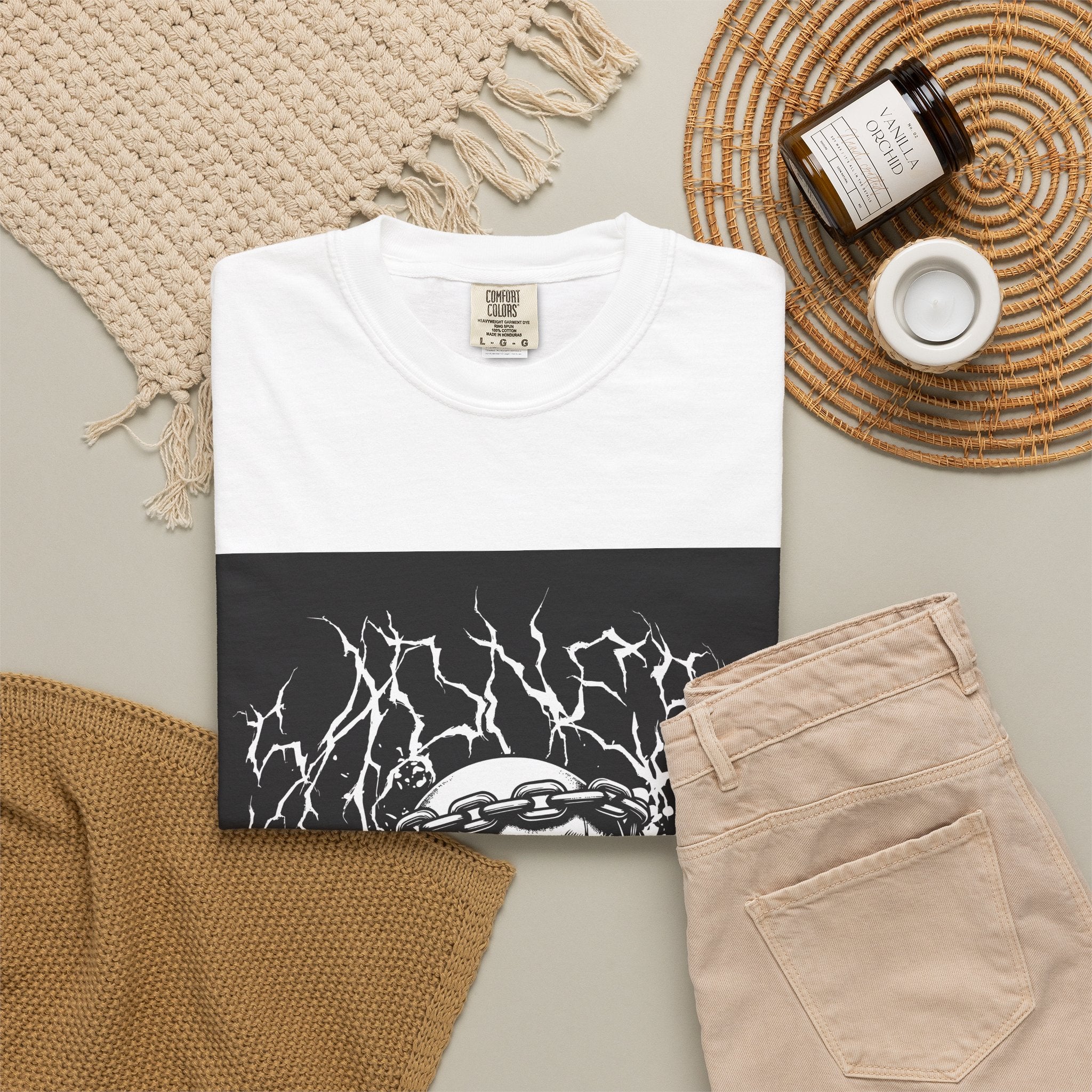 Graphic T-Shirt — 'Break a Path Through the Darkness' Skull Lightning Design