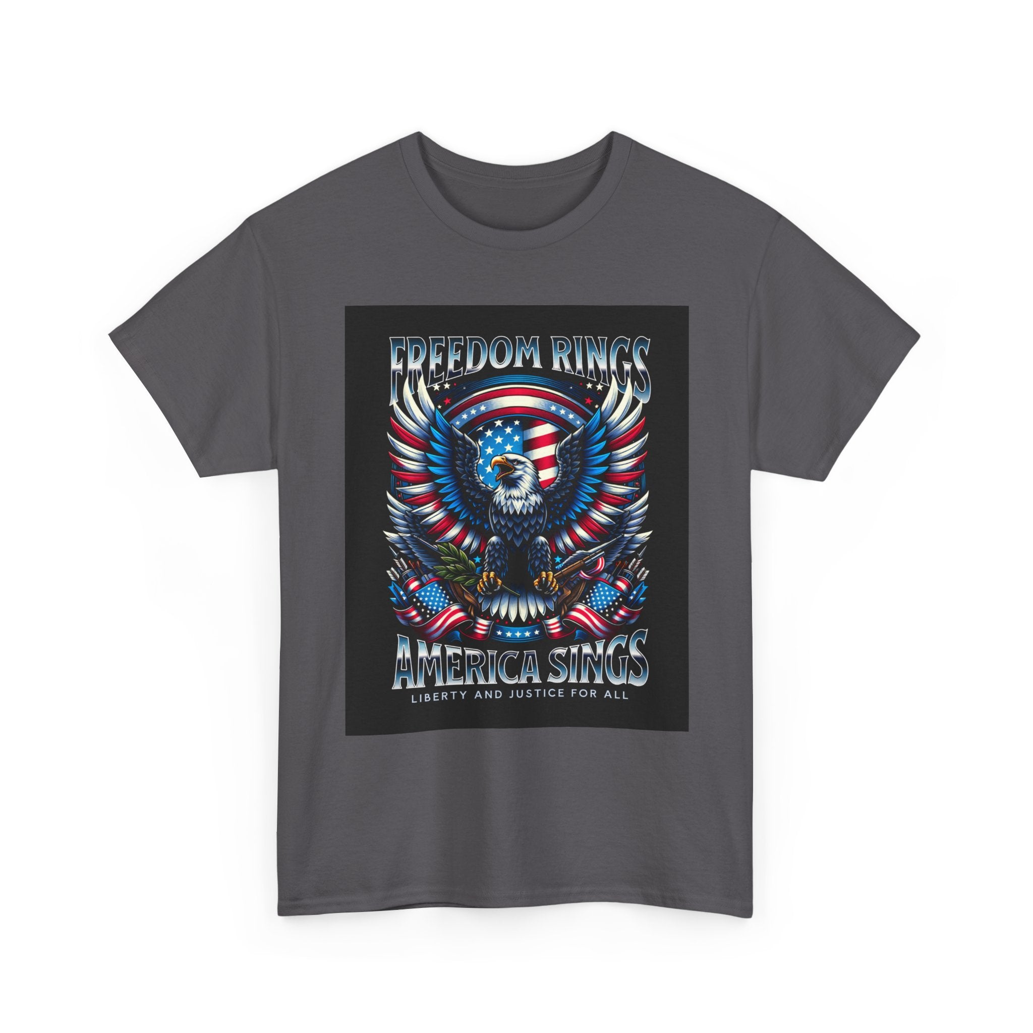 Eagle & American Flag Tee — "Freedom Rings, America Sings" Patriotic T-Shirt