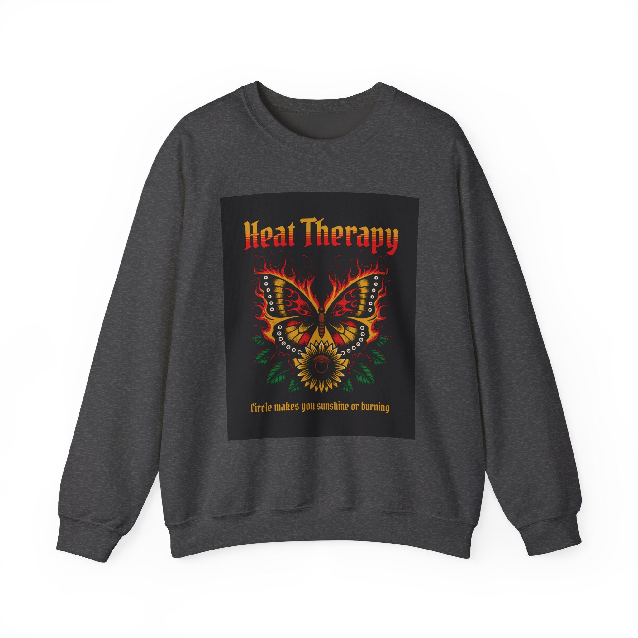 Heat Therapy Crewneck Sweatshirt — Butterfly Flame Graphic