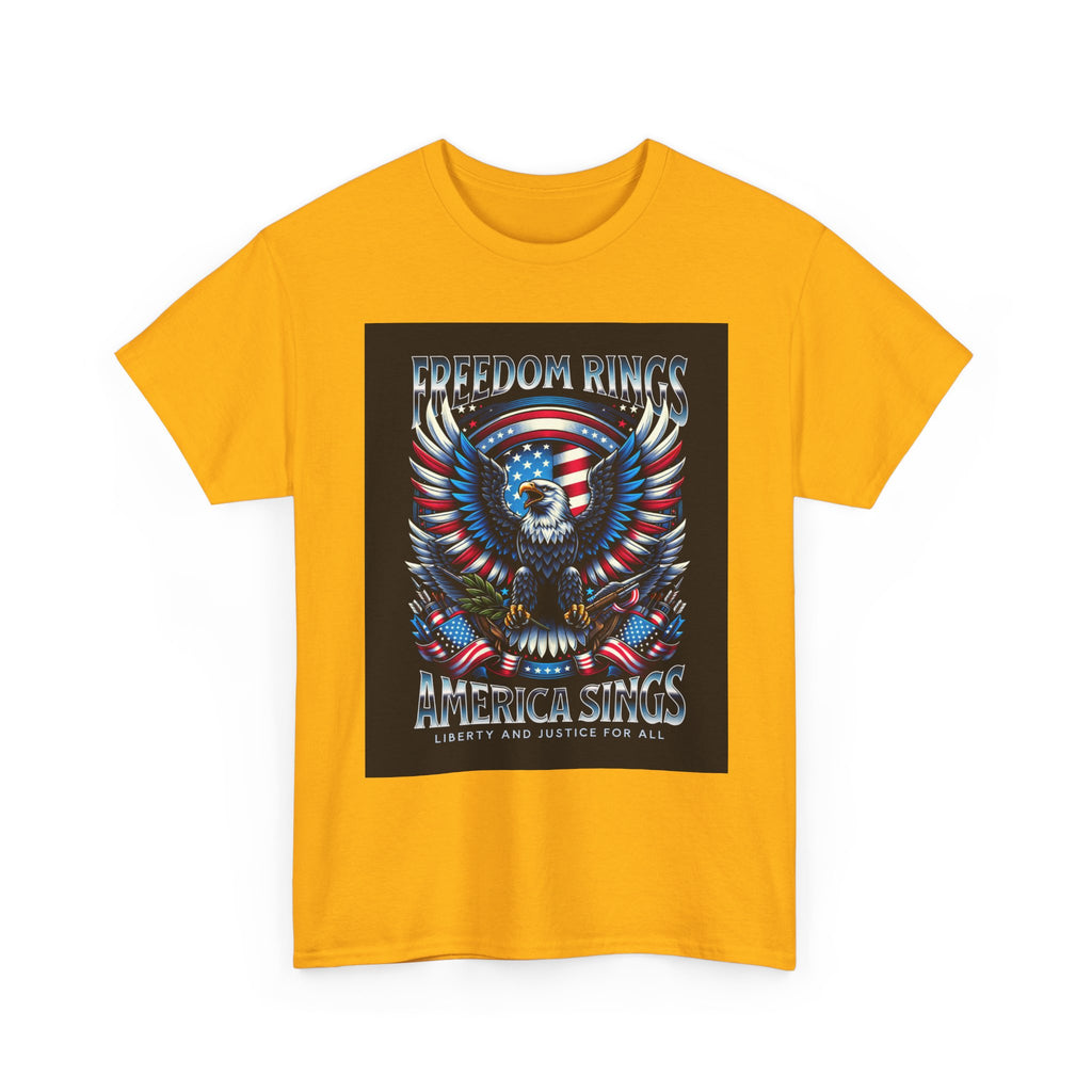 Eagle & American Flag Tee — "Freedom Rings, America Sings" Patriotic T-Shirt