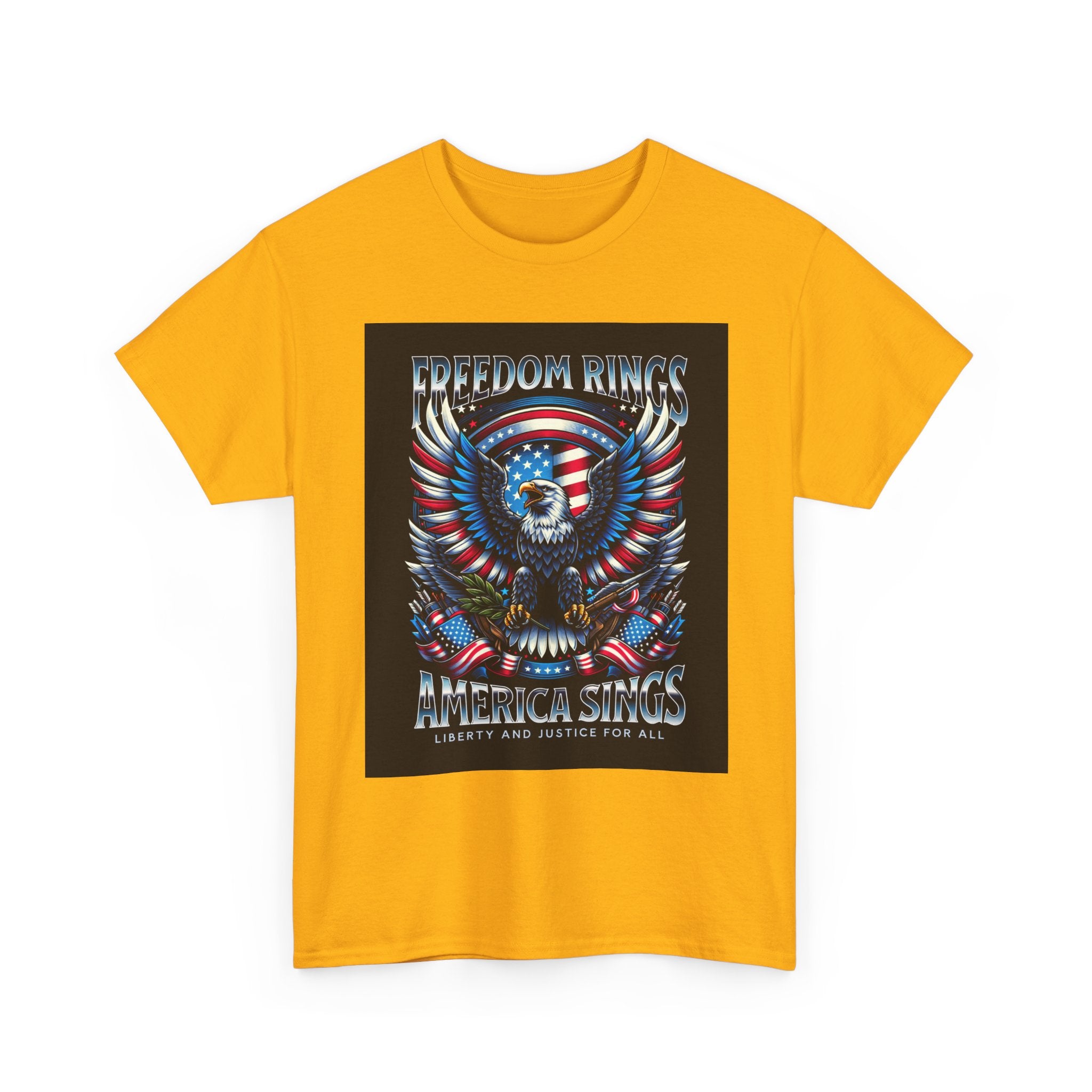 Eagle & American Flag Tee — "Freedom Rings, America Sings" Patriotic T-Shirt