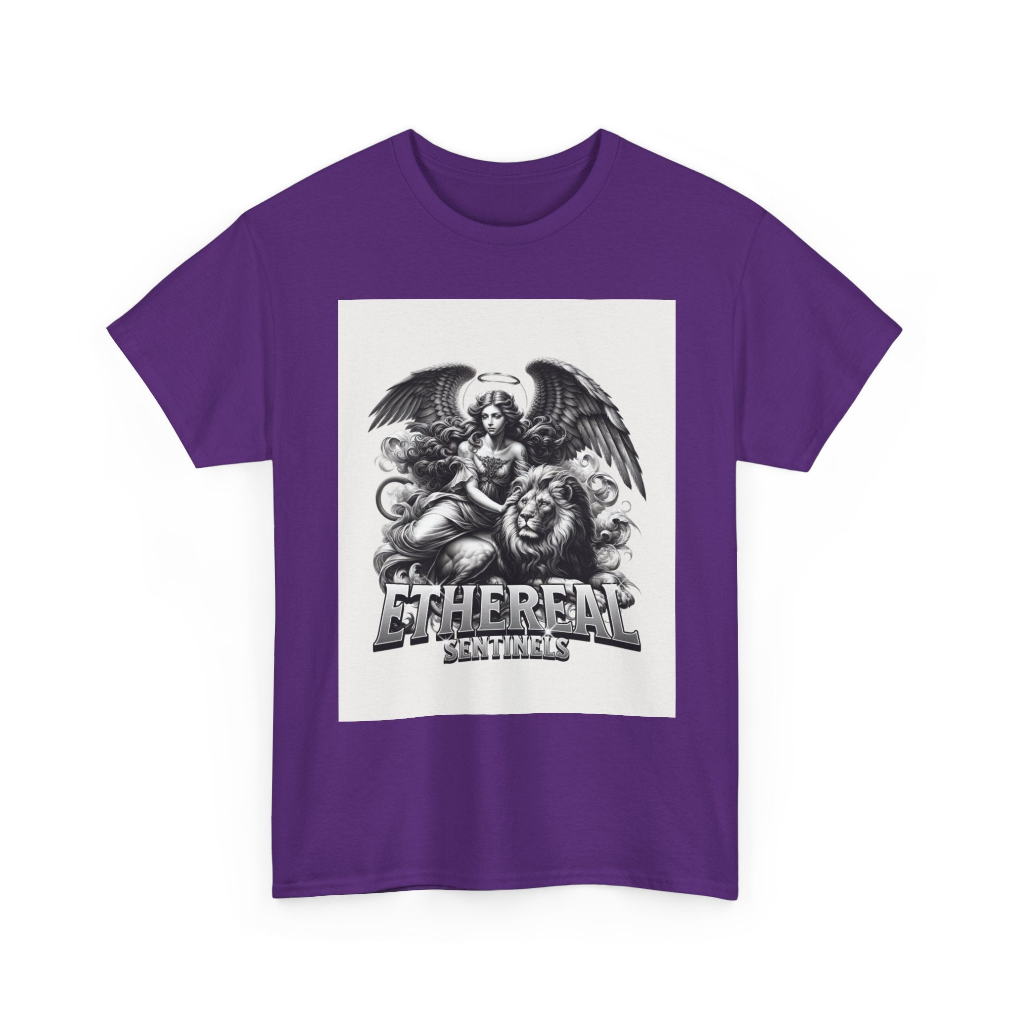 Angel & Lion Graphic Tee — "Ethereal" Vintage Gothic Streetwear