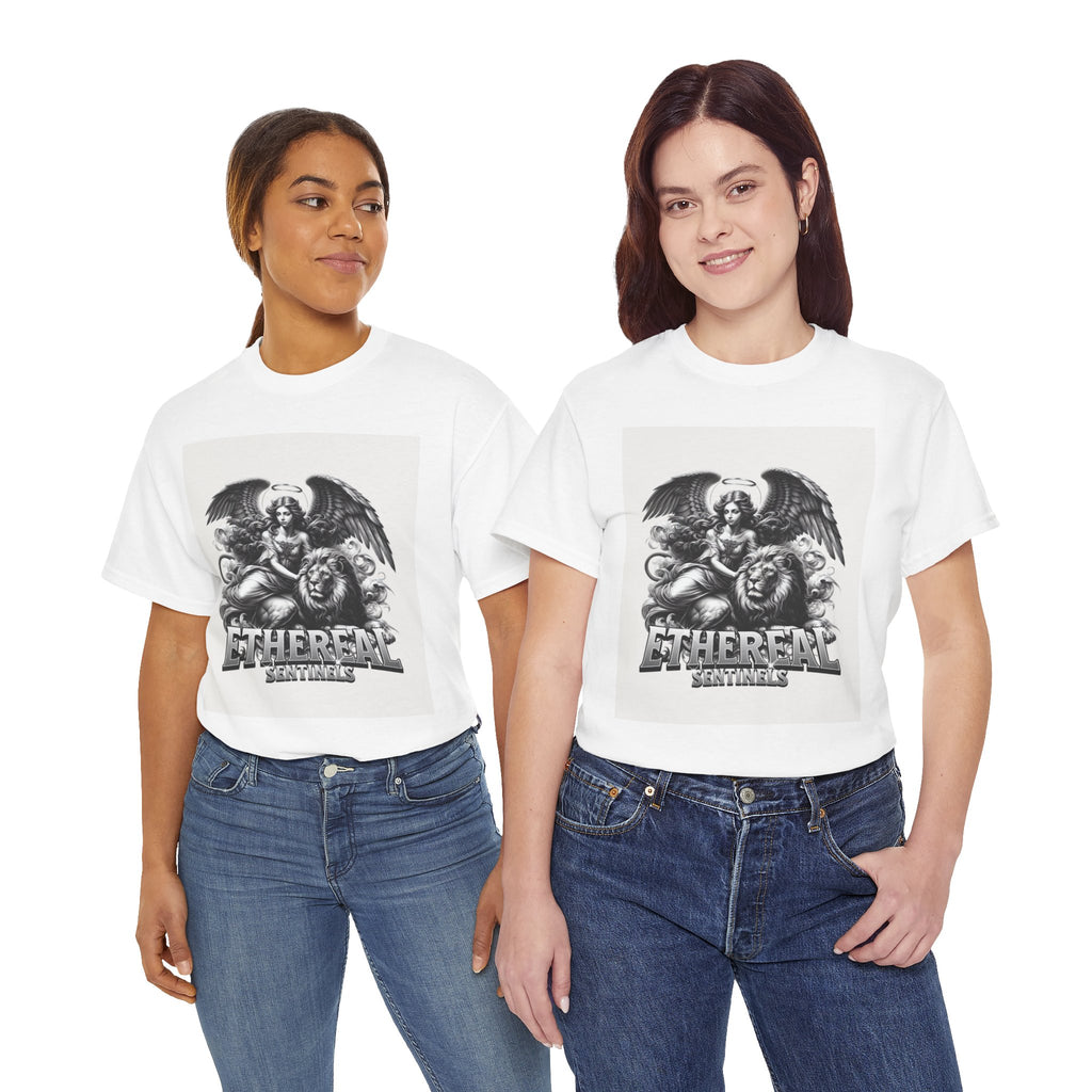 Angel & Lion Graphic Tee — "Ethereal" Vintage Gothic Streetwear