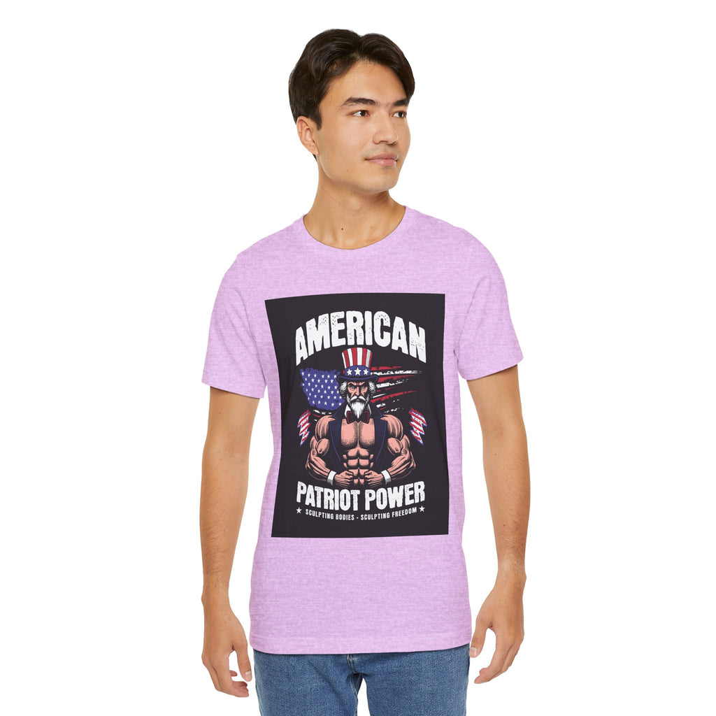 Patriot Power T-Shirt — American Flag Uncle Sam Muscle Graphic Tee