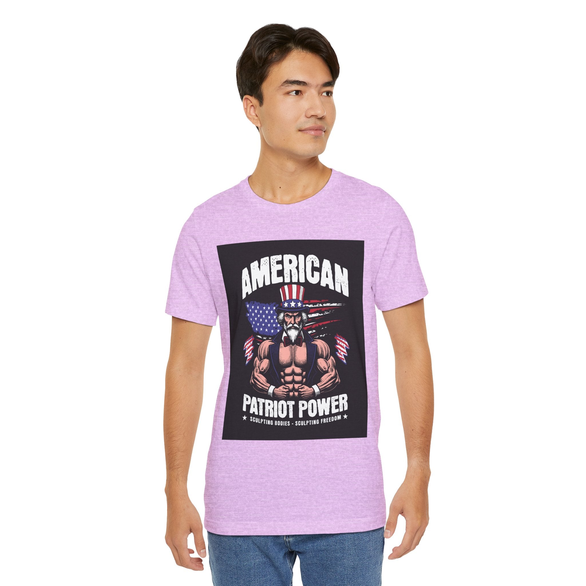 Patriot Power T-Shirt — American Flag Uncle Sam Muscle Graphic Tee