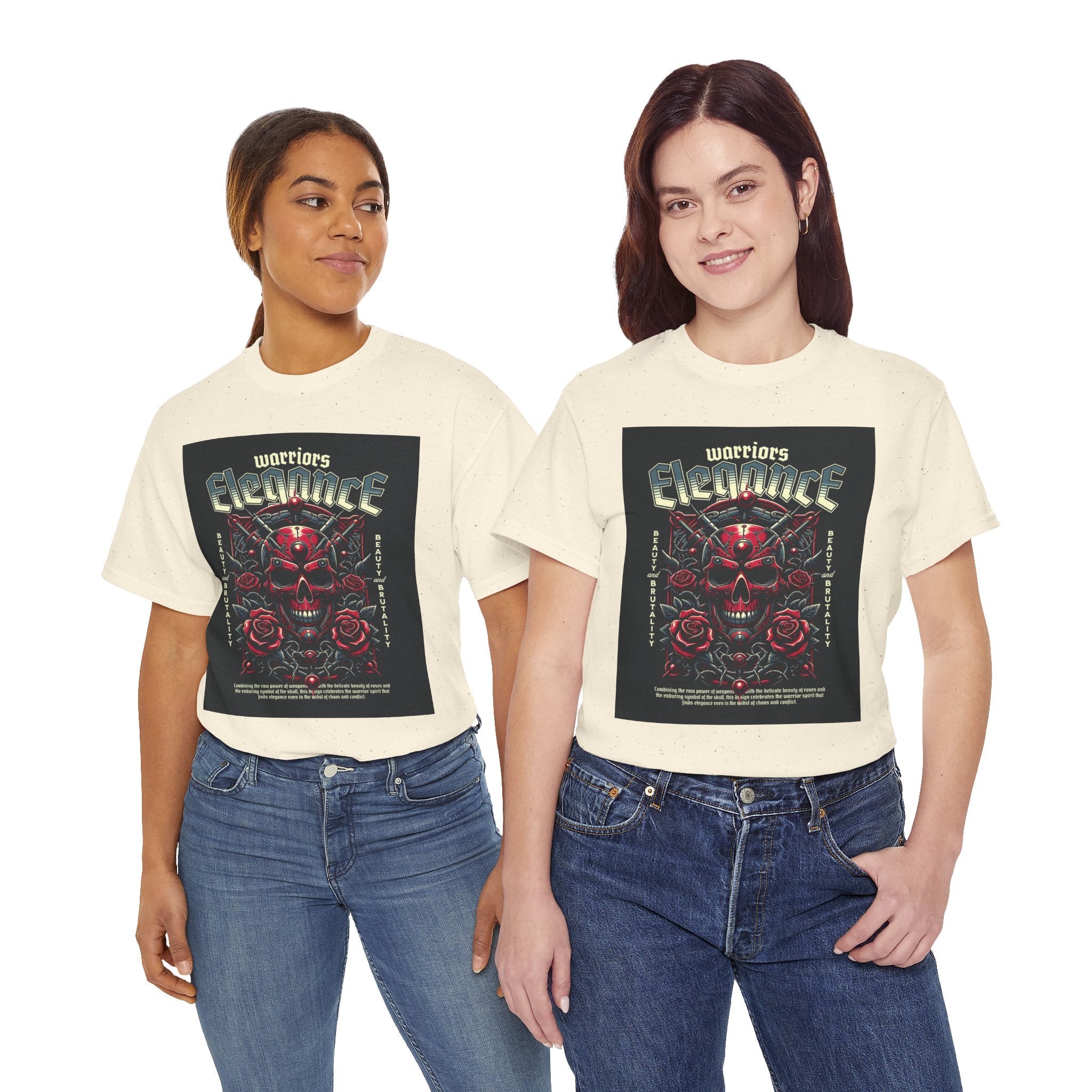 Warriors Electric Skull T‑Shirt — Red Skull & Roses Rock Graphic Tee
