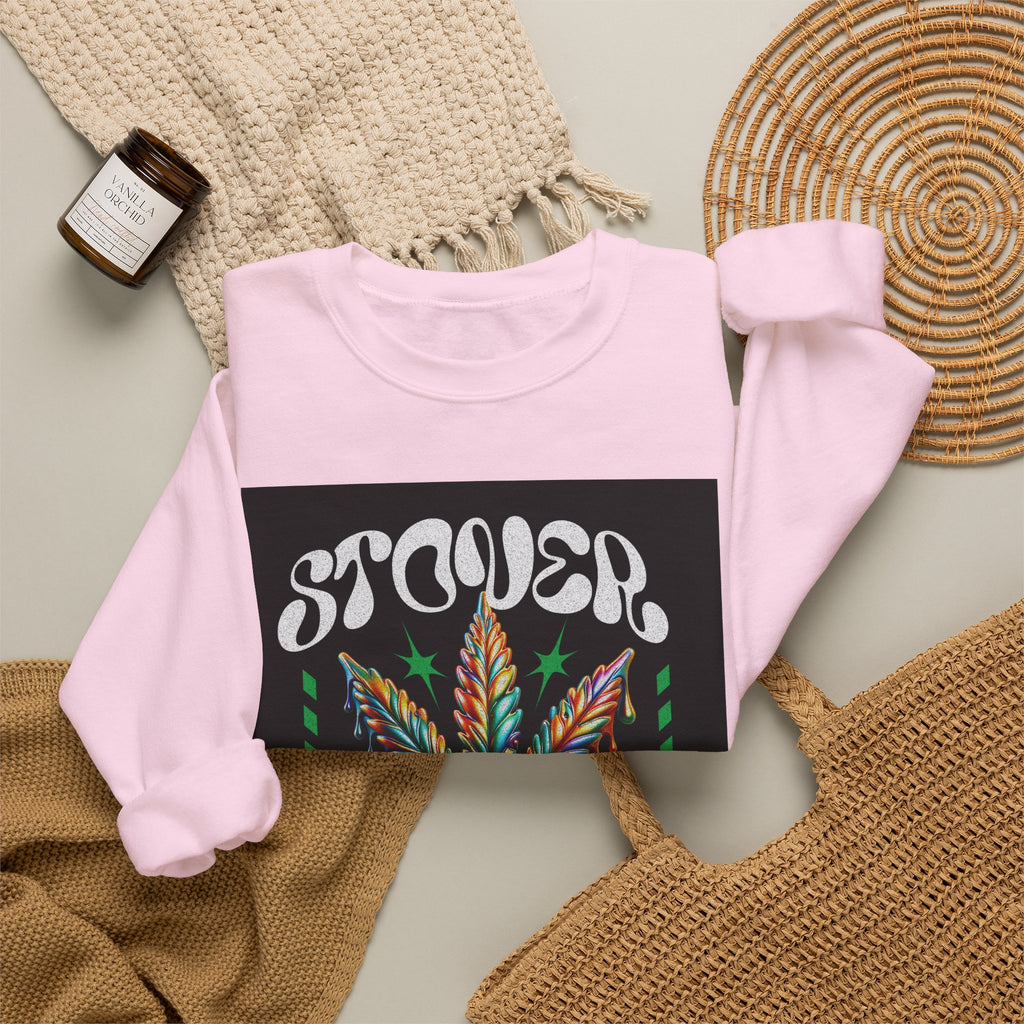 Sweatshirt — Stoner 'Grow Your Own Serenity' Colorful Cannabis Leaf Crewneck