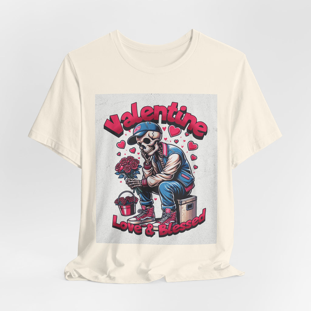 Valentine Skull T-Shirt – "Love & Blessed" Gothic Valentine Tee