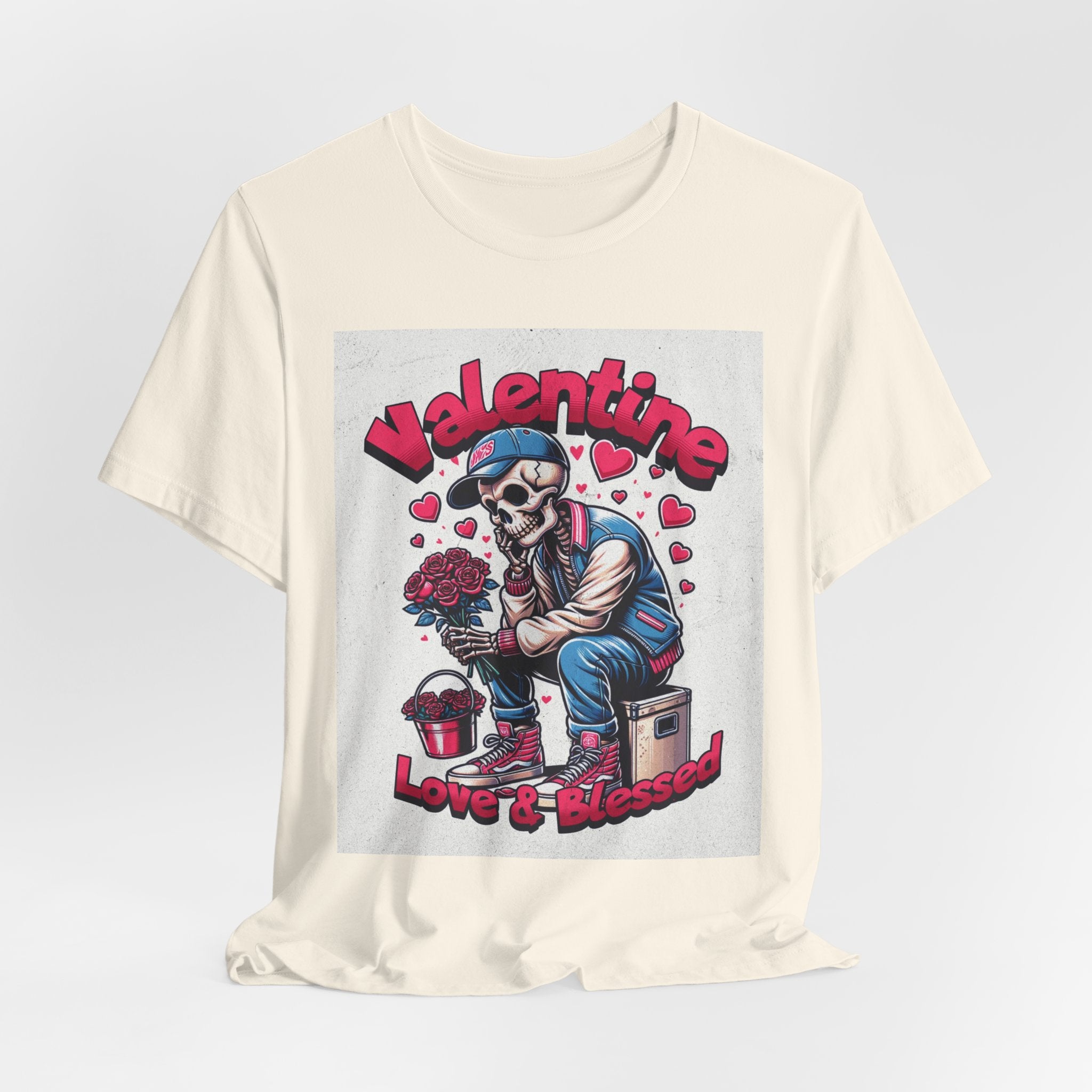 Valentine Skull T-Shirt – "Love & Blessed" Gothic Valentine Tee