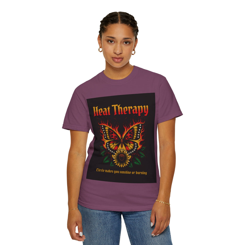 Heat Therapy Butterfly T-Shirt — Retro Floral Sunflower Design