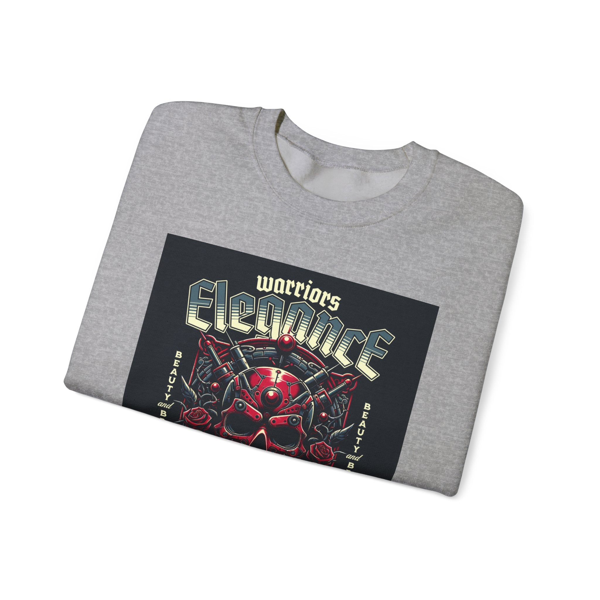 Crewneck Sweatshirt – "Warriors Electric" Skull & Roses Graphic