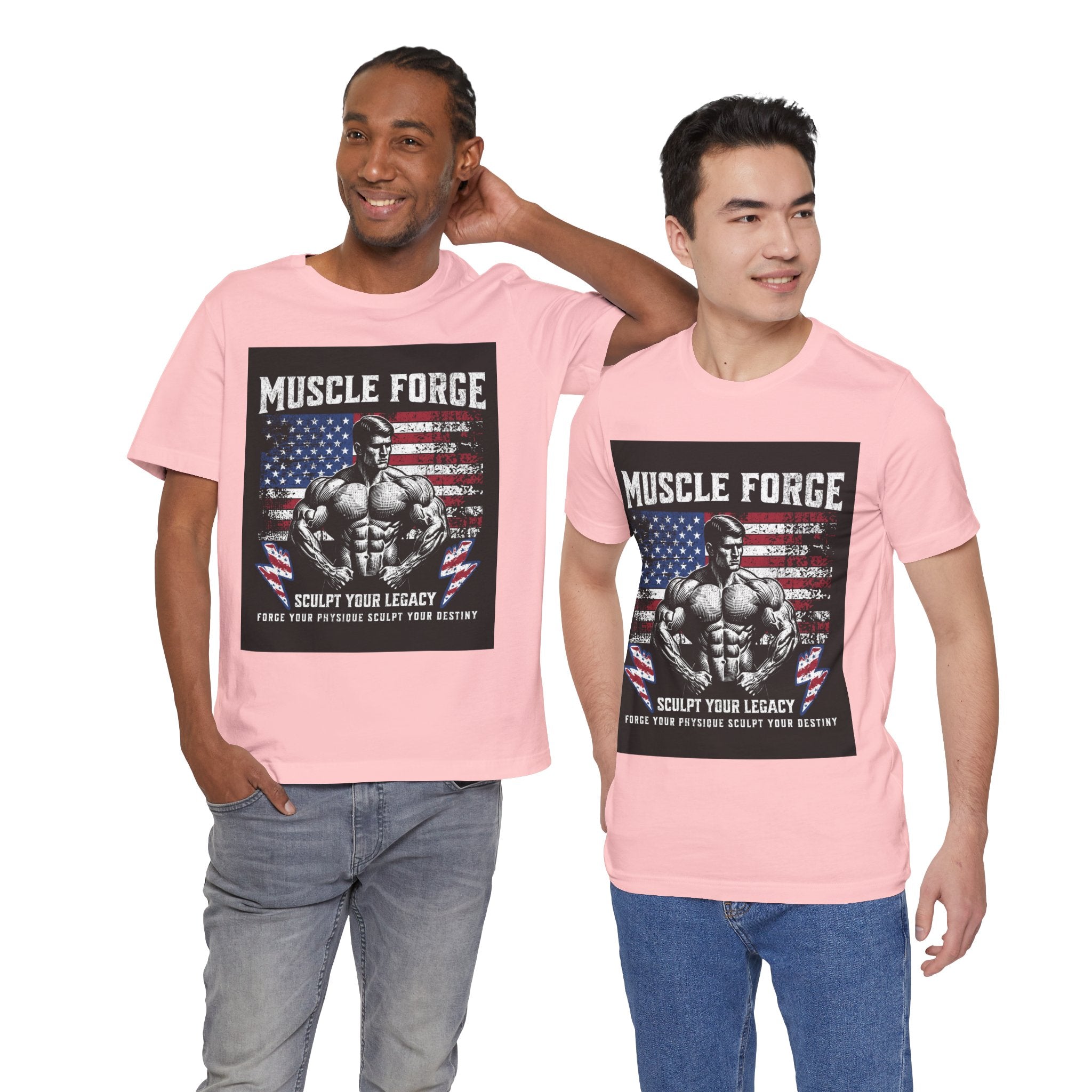 Muscle Forge American Flag Gym Tee — "Sculpt Your Legacy" Fitness T-Shirt