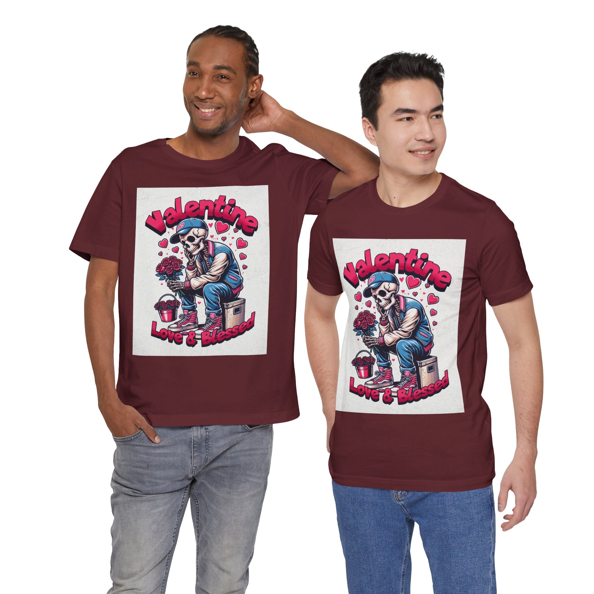 Valentine Skull T-Shirt – "Love & Blessed" Gothic Valentine Tee