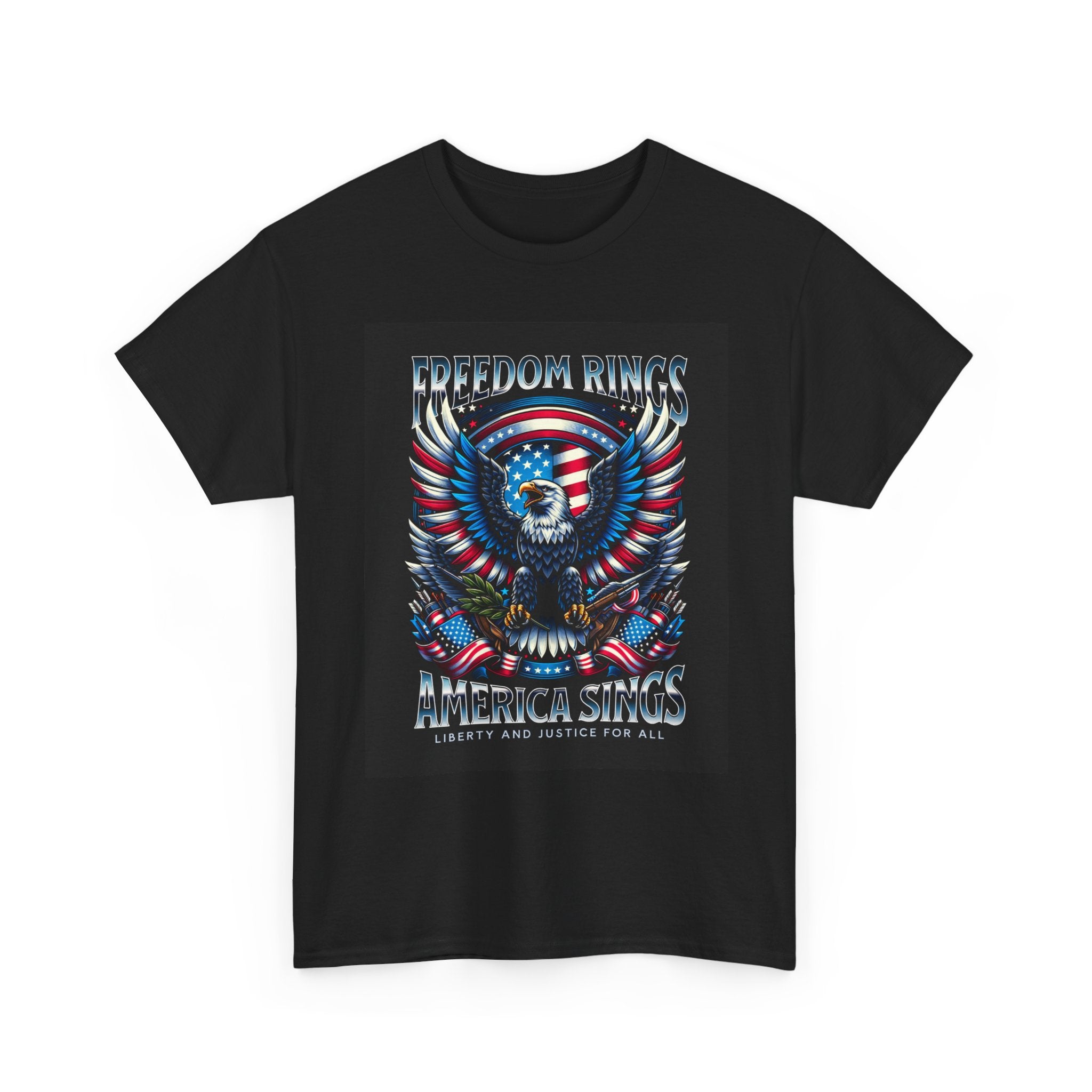 Eagle & American Flag Tee — "Freedom Rings, America Sings" Patriotic T-Shirt