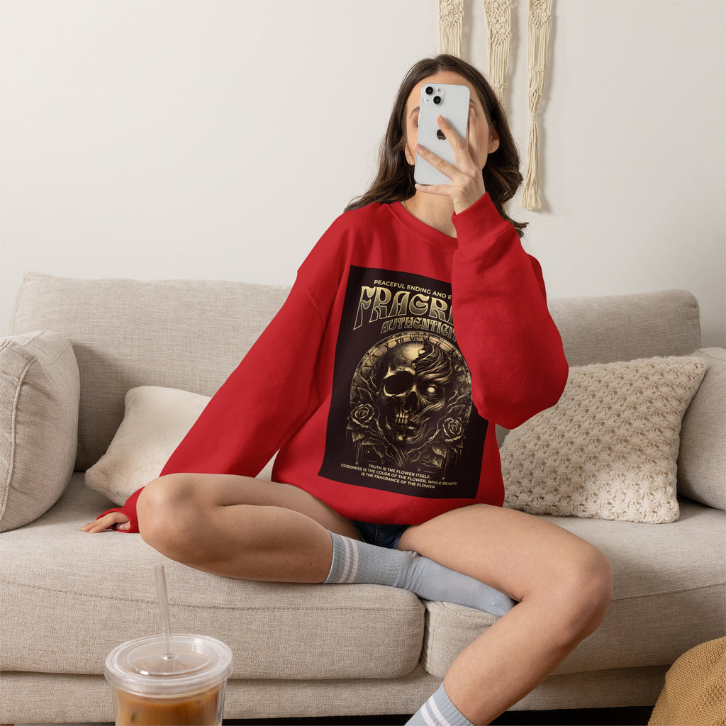 Skull & Roses Crewneck Sweatshirt — “Decrepit” Gothic Graphic