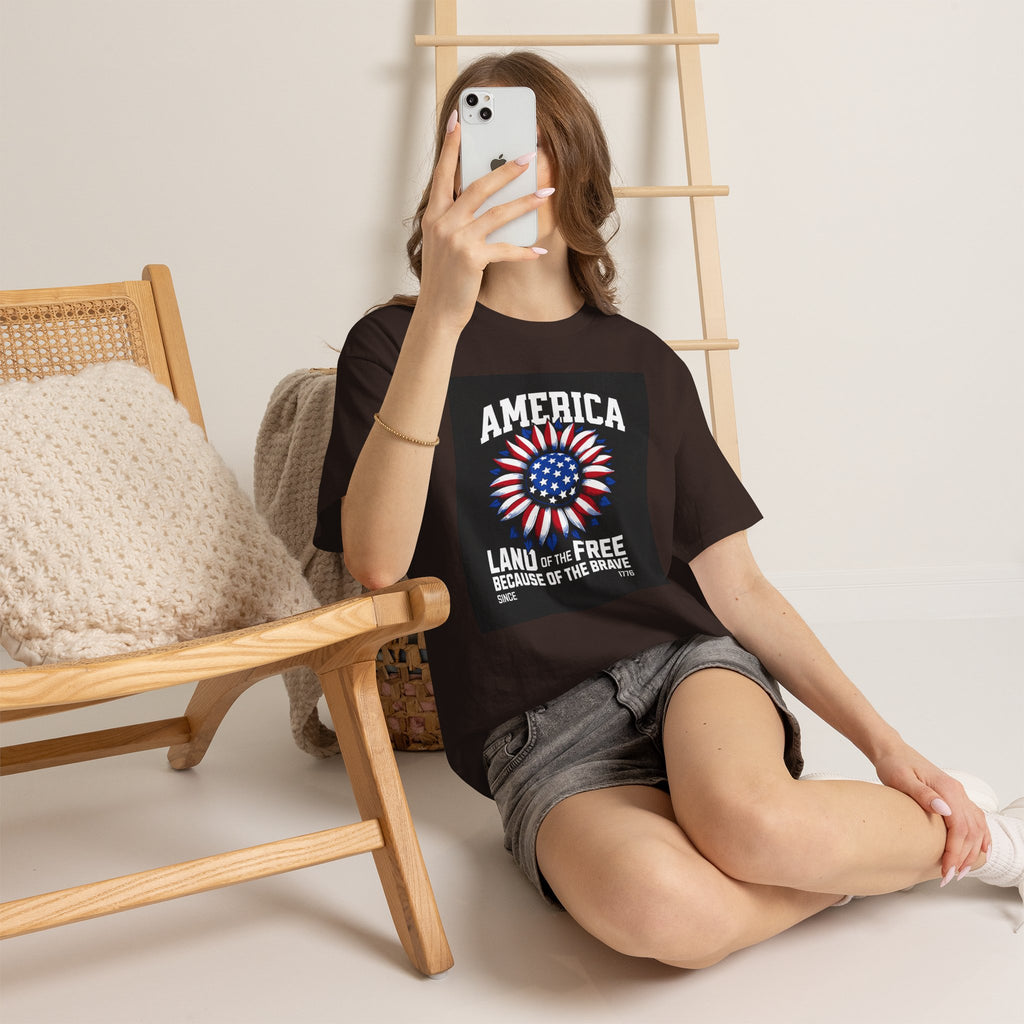 Patriotic America Tee — "Land of the Free Because of the Brave" Cotton T-Shirt