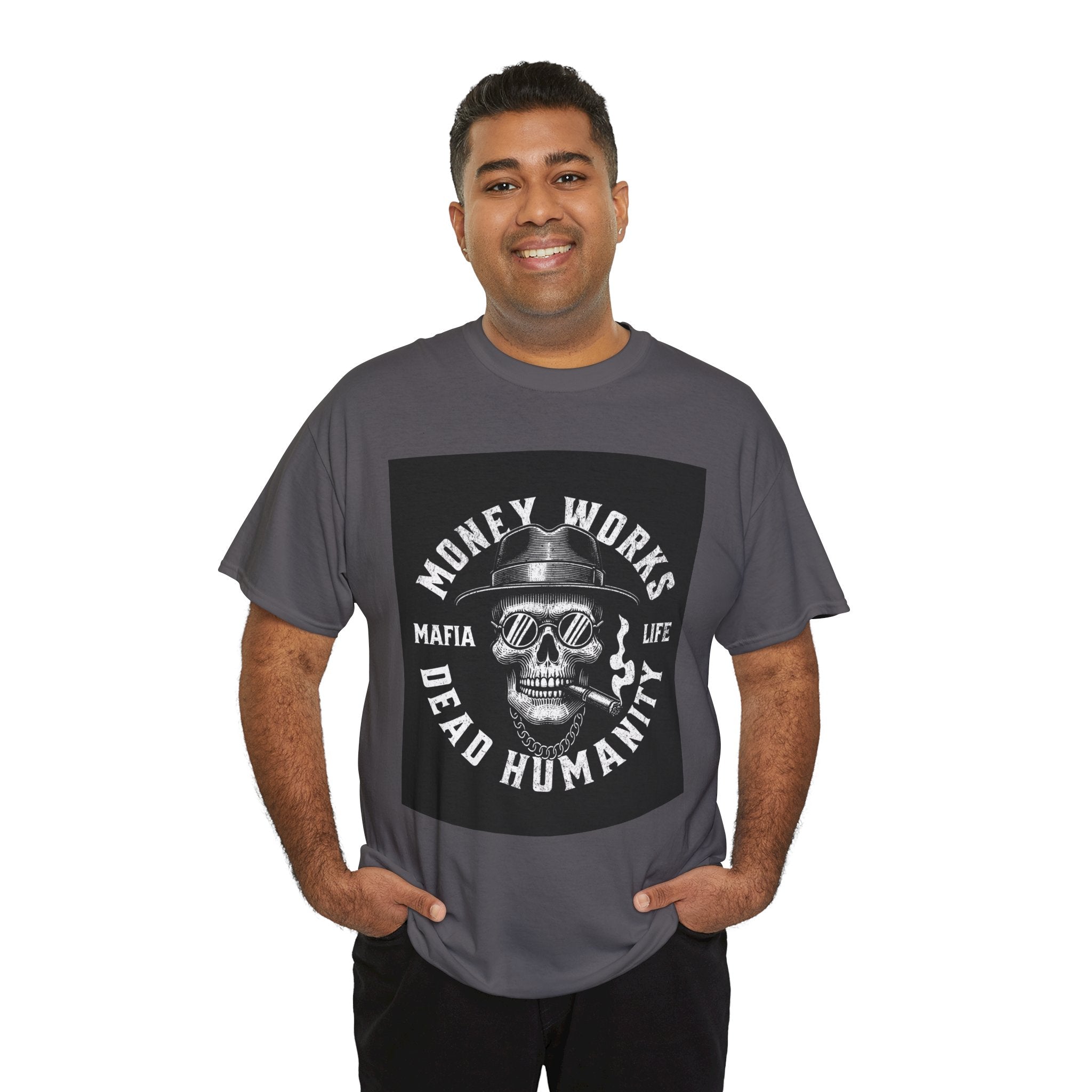 Money Works Dead Humanity Skull Tee
