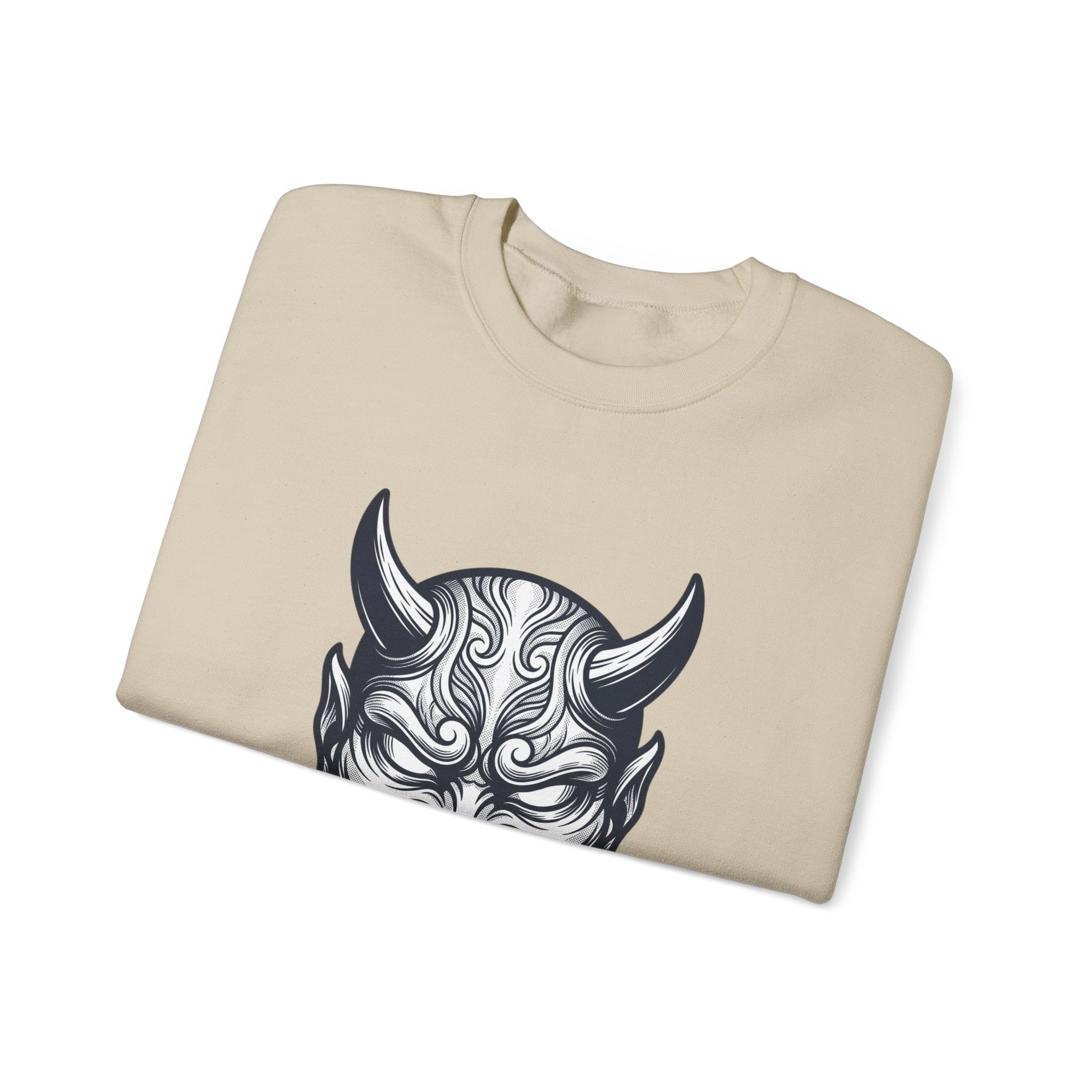 Hannya Mask Crewneck Sweatshirt | Traditional Tattoo-Inspired, Flash-Style