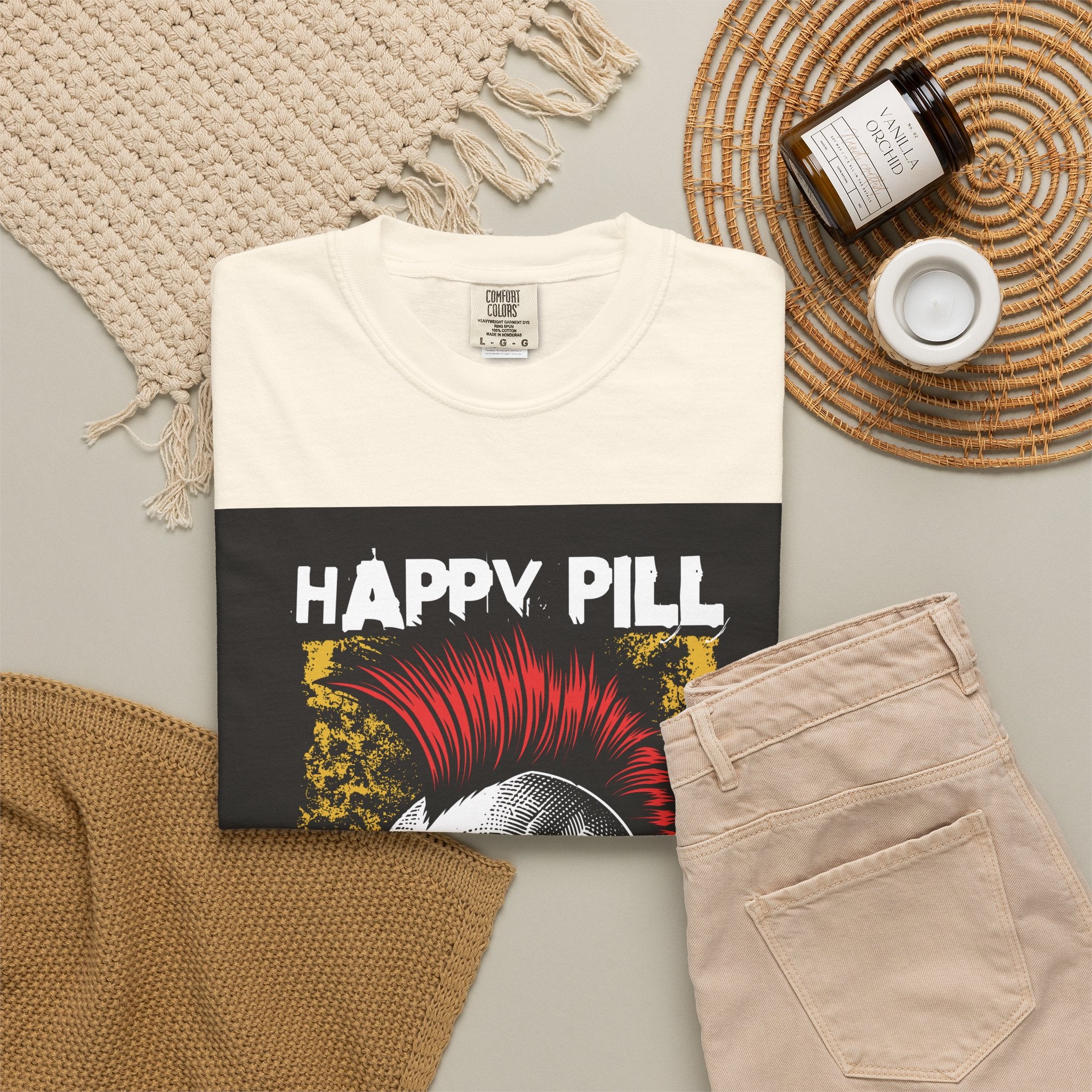 Happy Pill Punk Skull T-Shirt — 'Happy Pill Medication' Graphic Tee