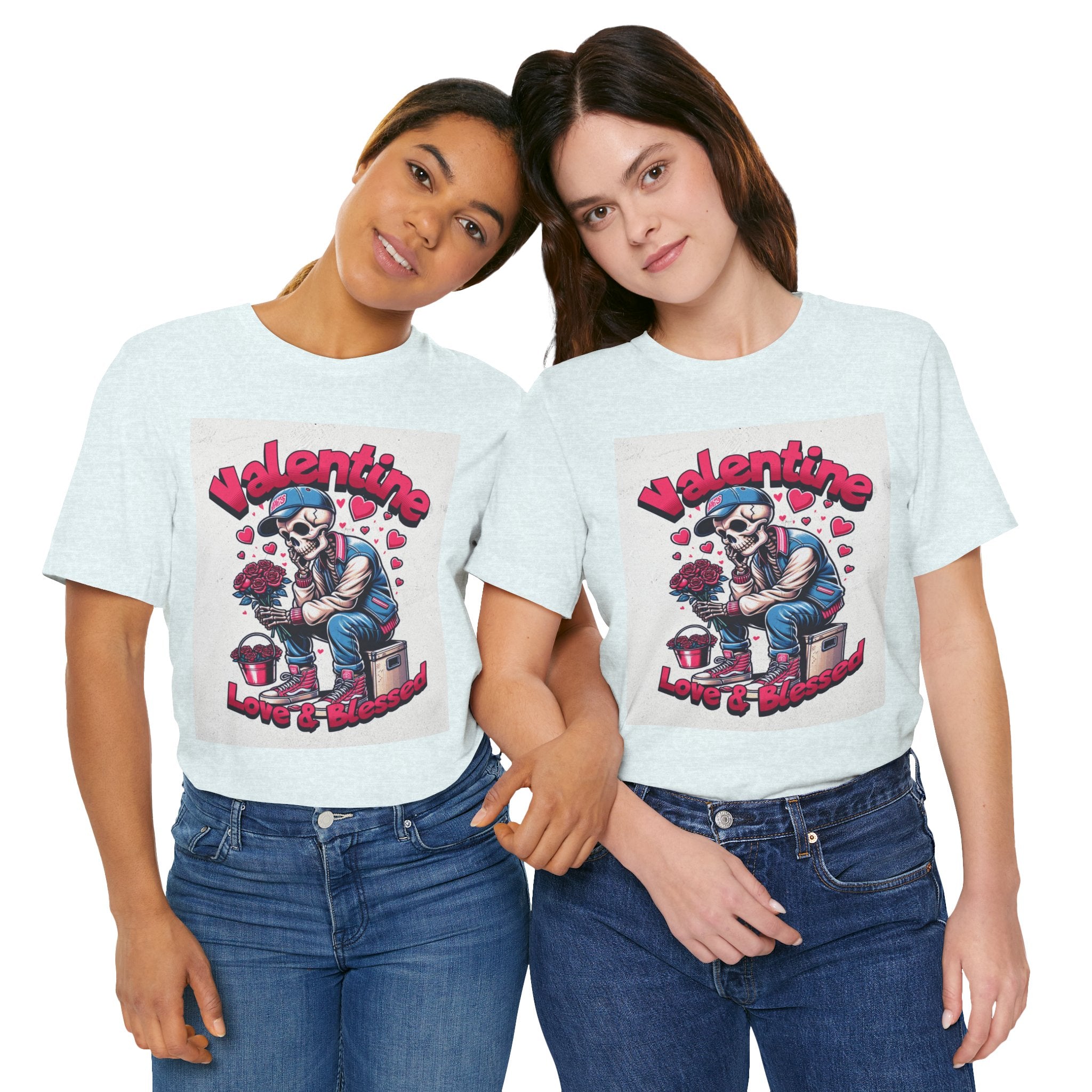 Valentine Skull T-Shirt – "Love & Blessed" Gothic Valentine Tee