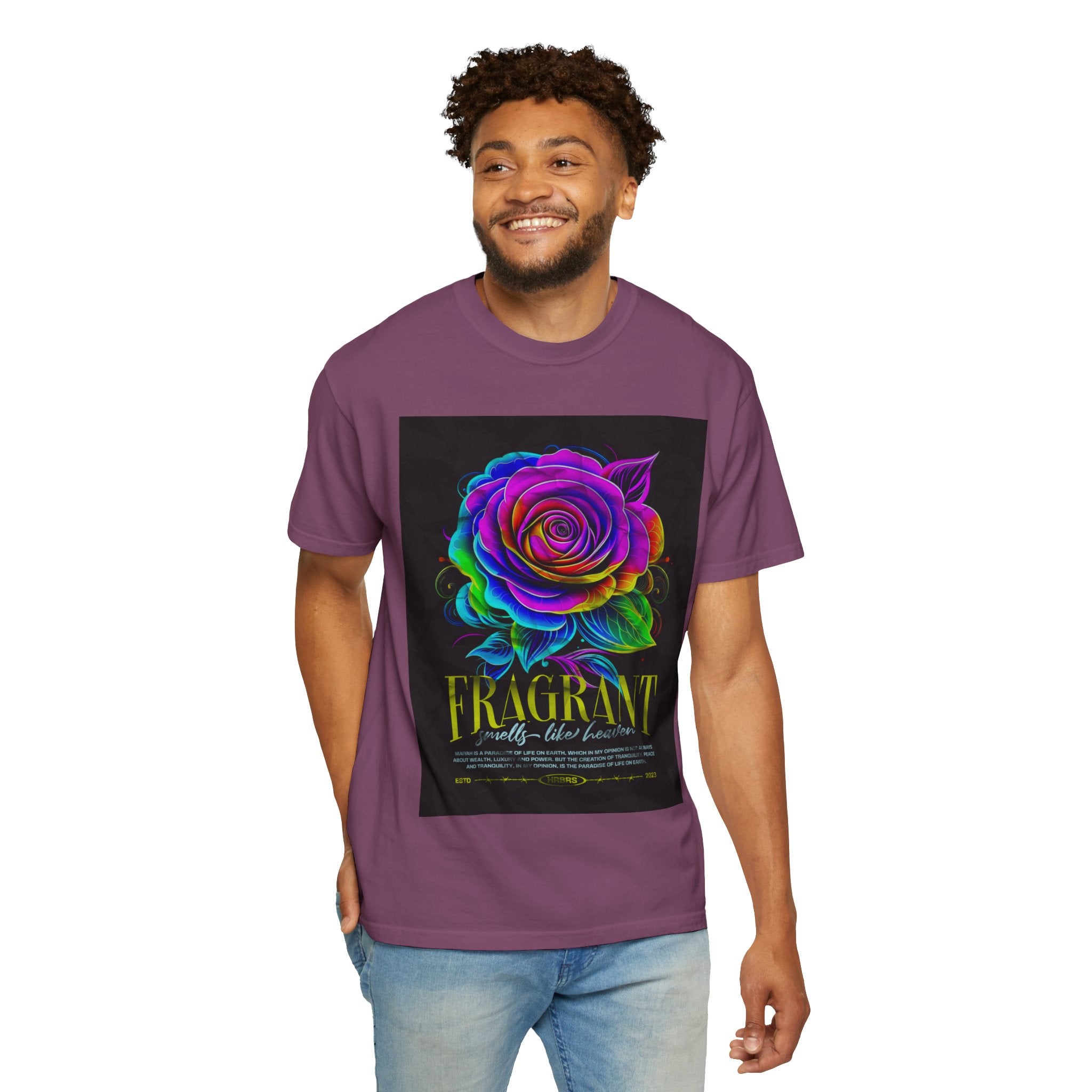 Fragrant Rainbow Rose T-Shirt — Vibrant Floral Graphic Tee