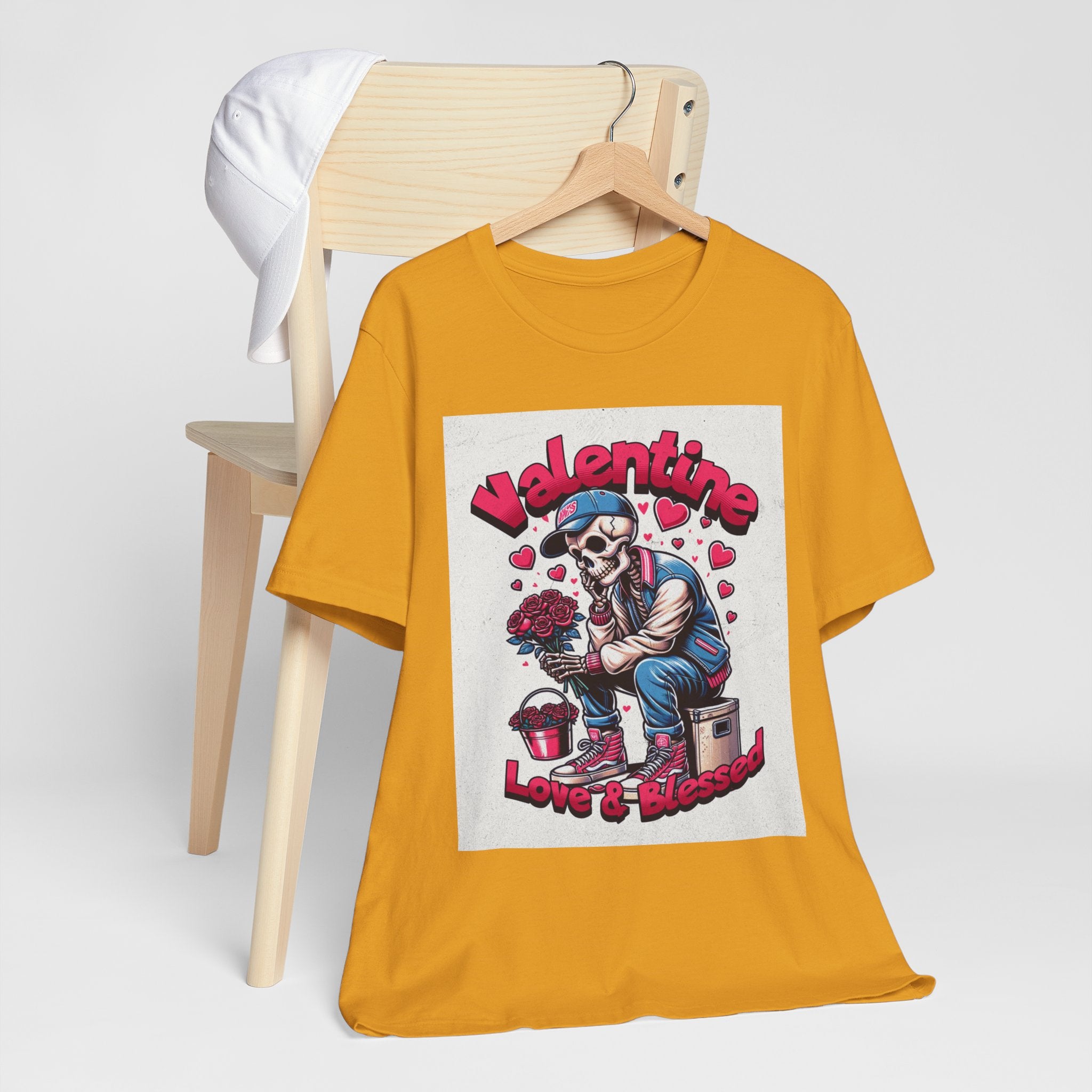 Valentine Skull T-Shirt – "Love & Blessed" Gothic Valentine Tee