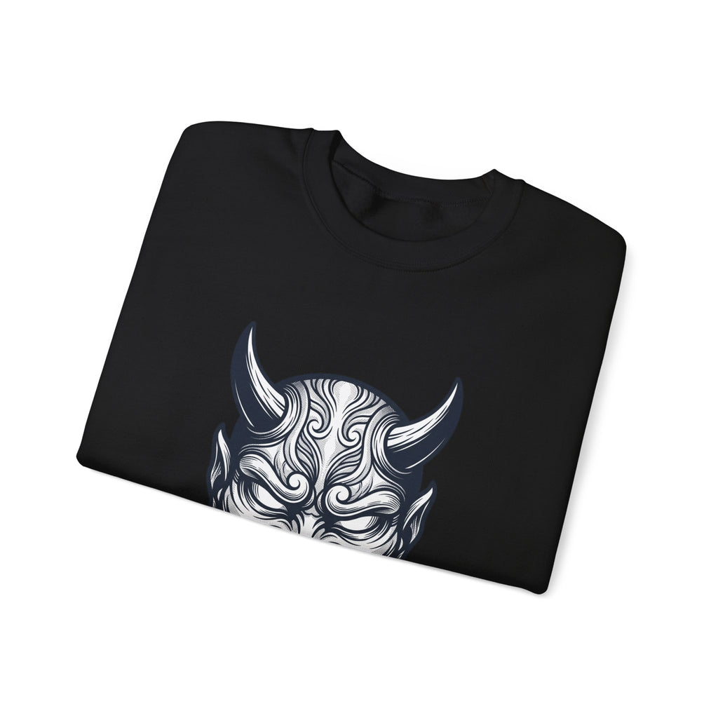 Hannya Mask Crewneck Sweatshirt | Traditional Tattoo-Inspired, Flash-Style