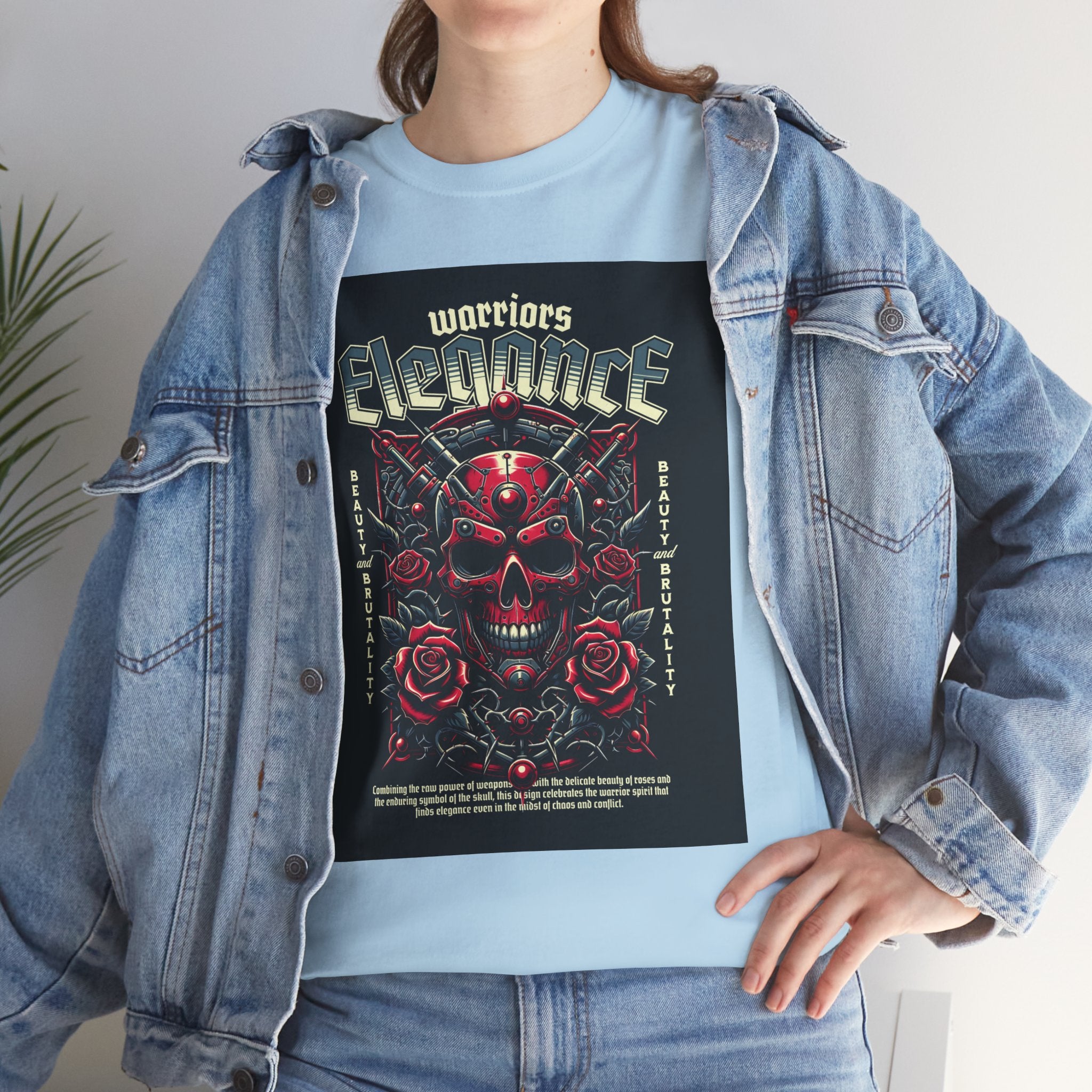 Warriors Electric Skull T‑Shirt — Red Skull & Roses Rock Graphic Tee