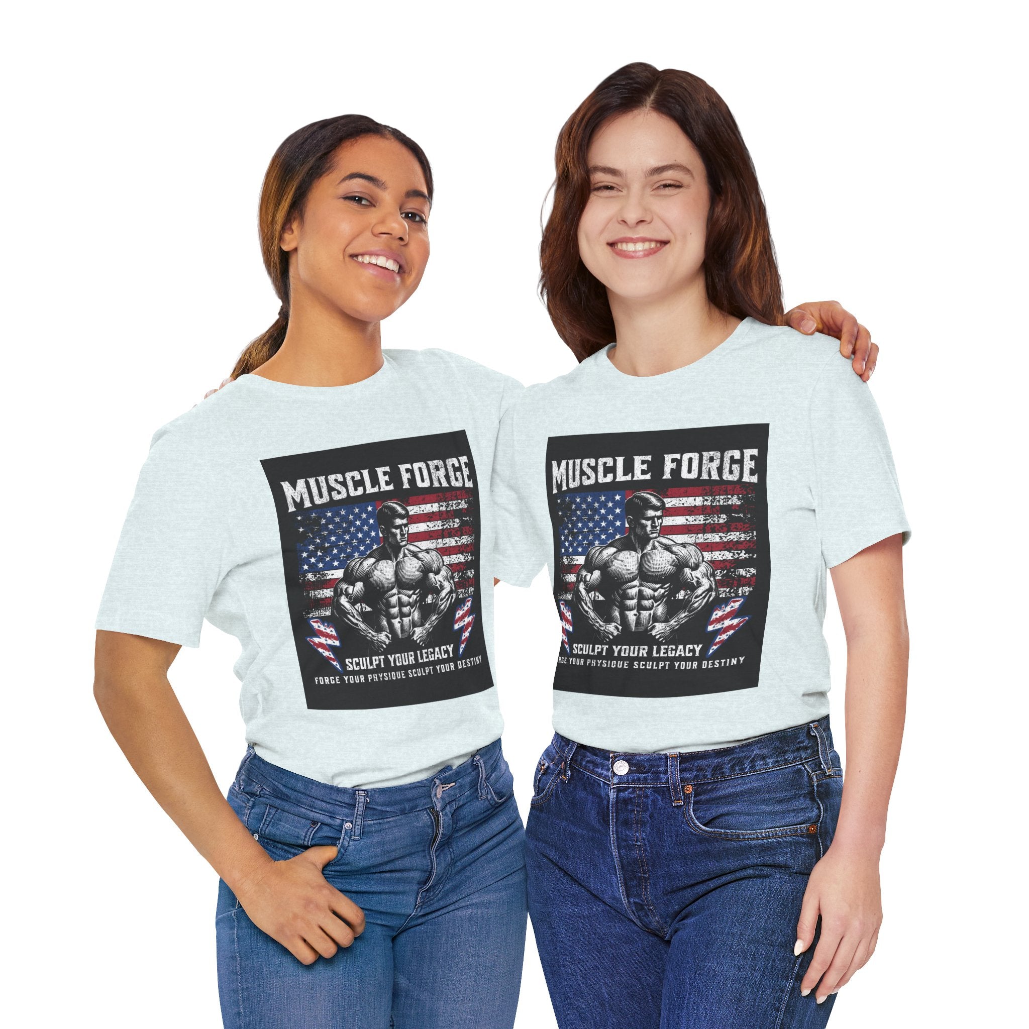 Muscle Forge American Flag Gym Tee — "Sculpt Your Legacy" Fitness T-Shirt