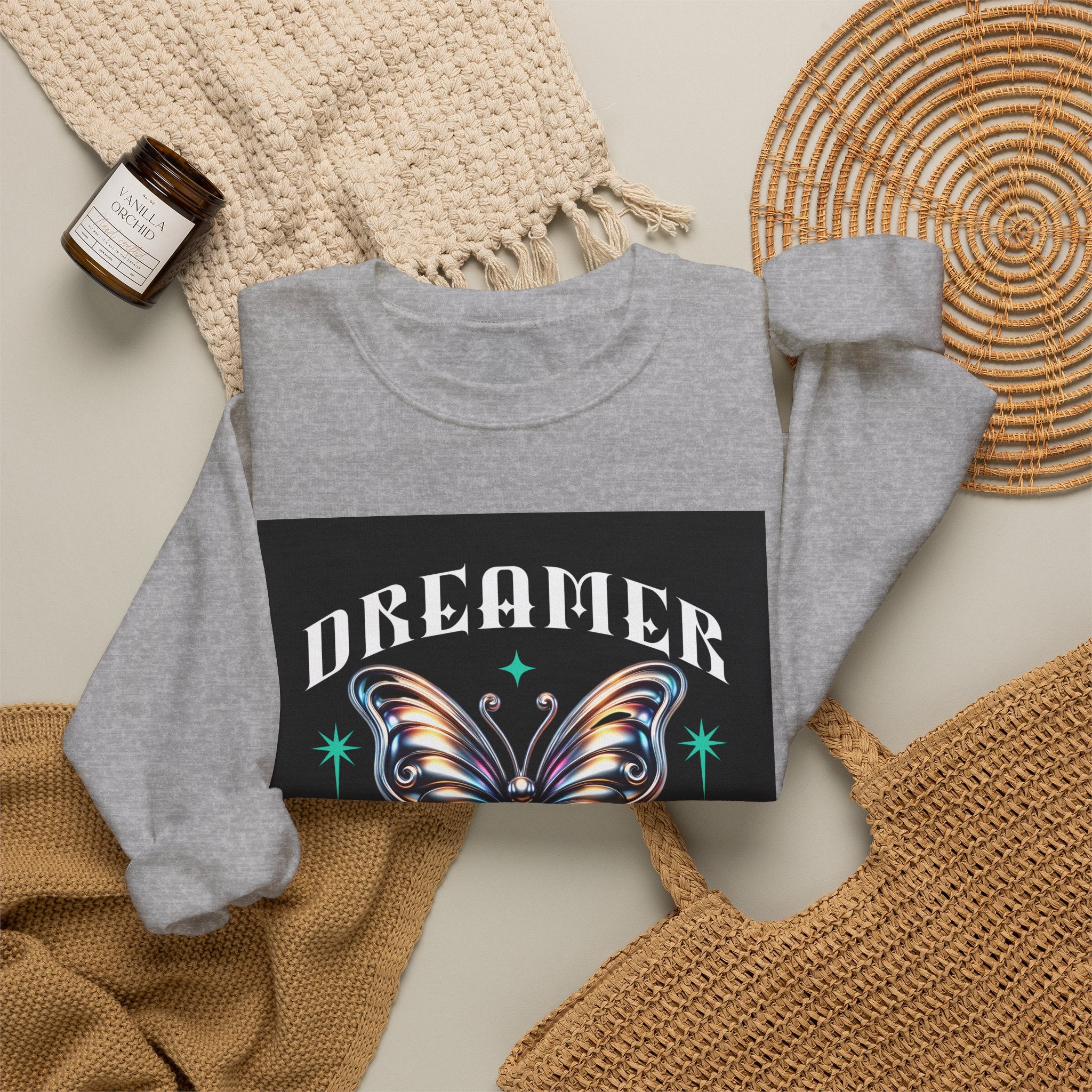 Dreamer Butterfly Crewneck Sweatshirt — Inspiring 'Dreamer' Graphic Pullover