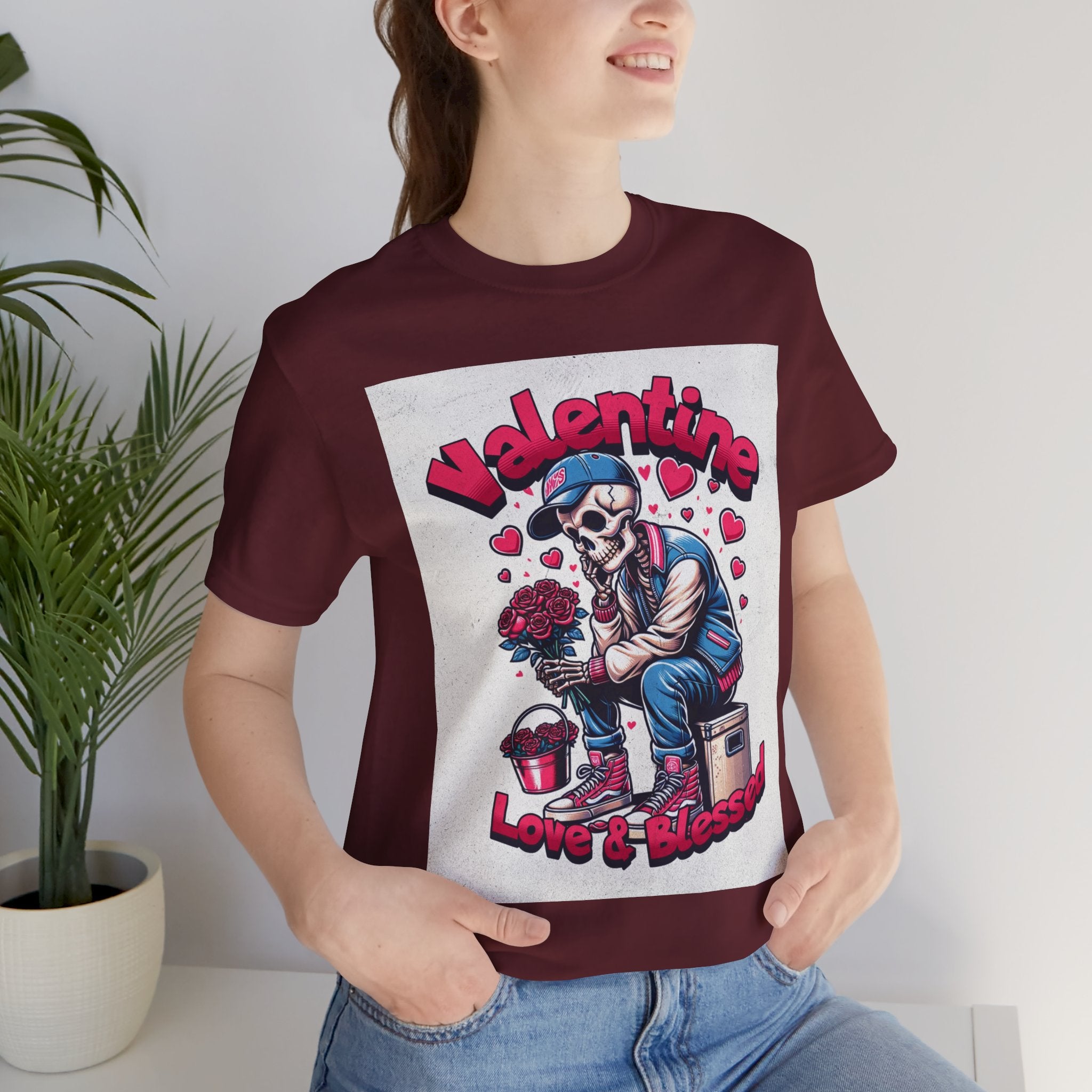 Valentine Skull T-Shirt – "Love & Blessed" Gothic Valentine Tee