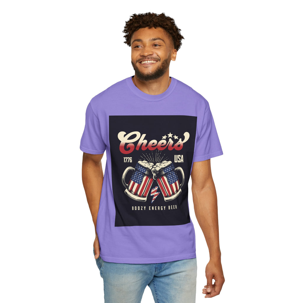 Cheers USA T-Shirt — Patriotic Beer Mugs Graphic Tee (1776)