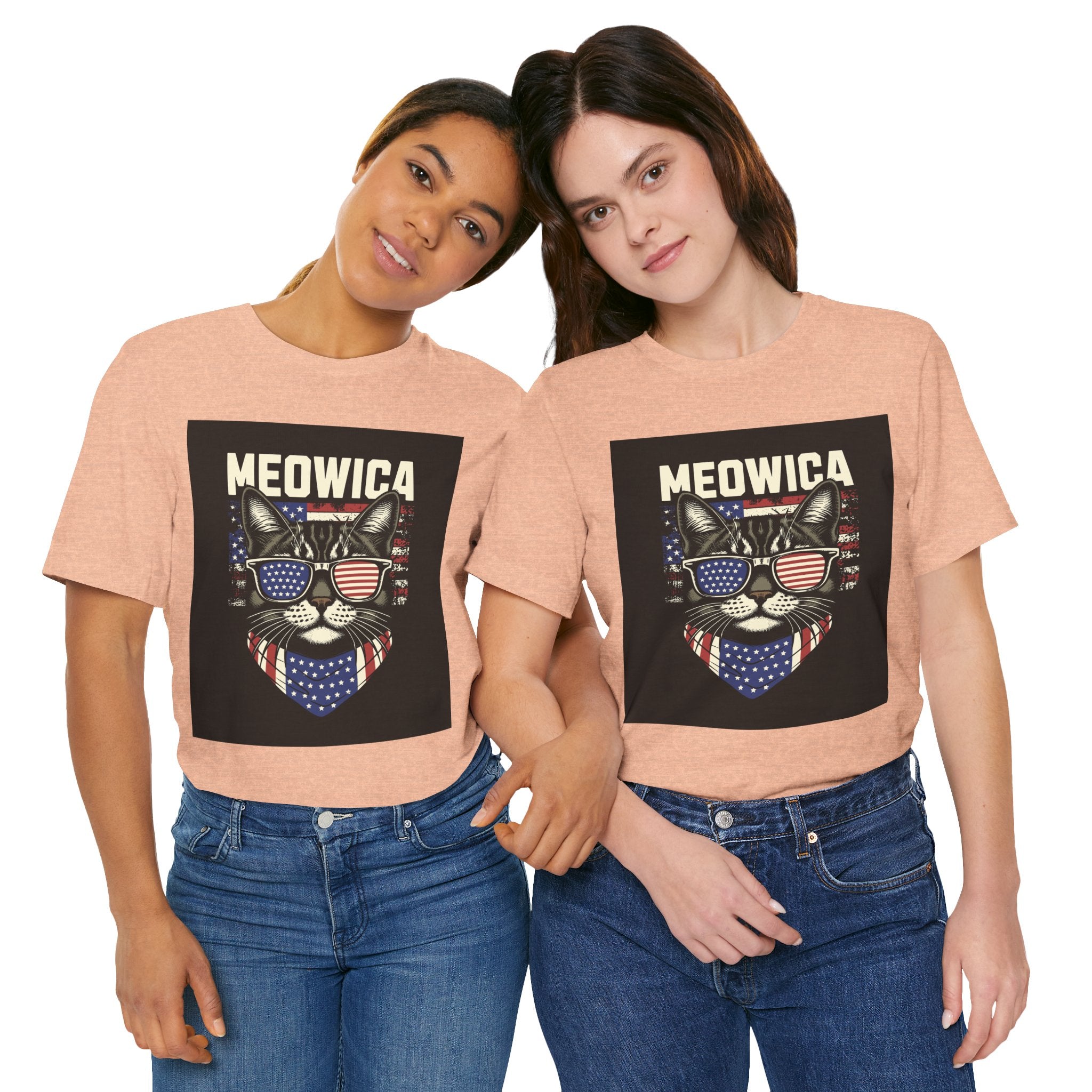 Meowica Cat Tee — Patriotic USA Flag Sunglasses Graphic T-Shirt