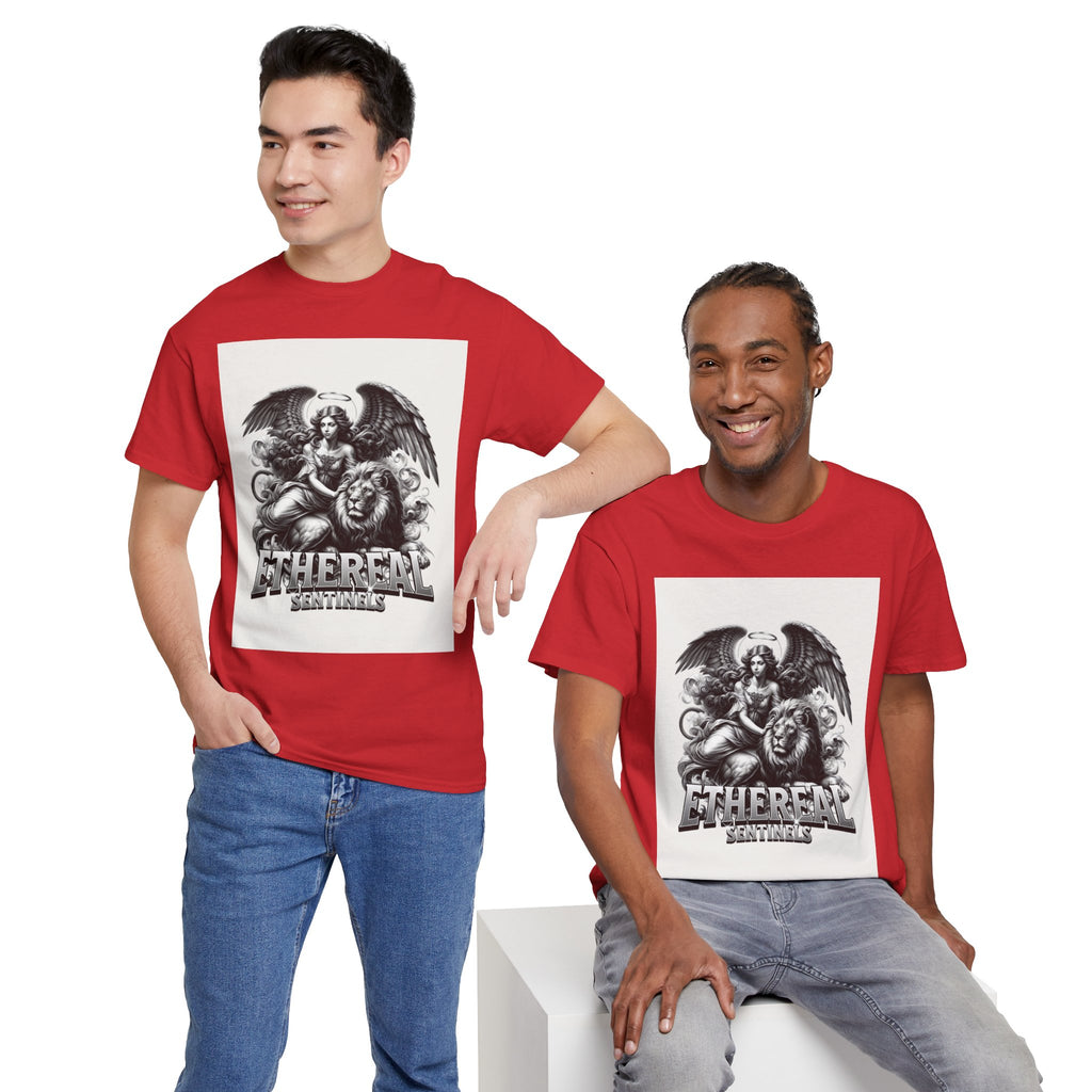 Angel & Lion Graphic Tee — "Ethereal" Vintage Gothic Streetwear