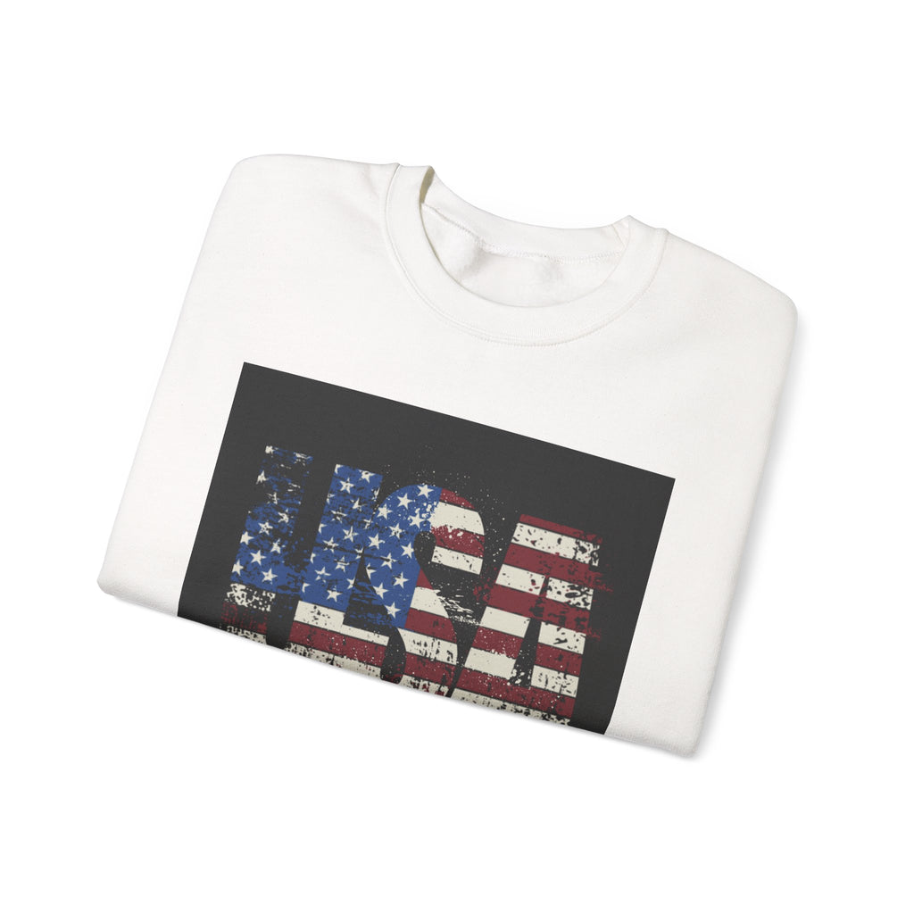Made in America Flag Crewneck Sweatshirt — USA Vintage Patriotic Pullover