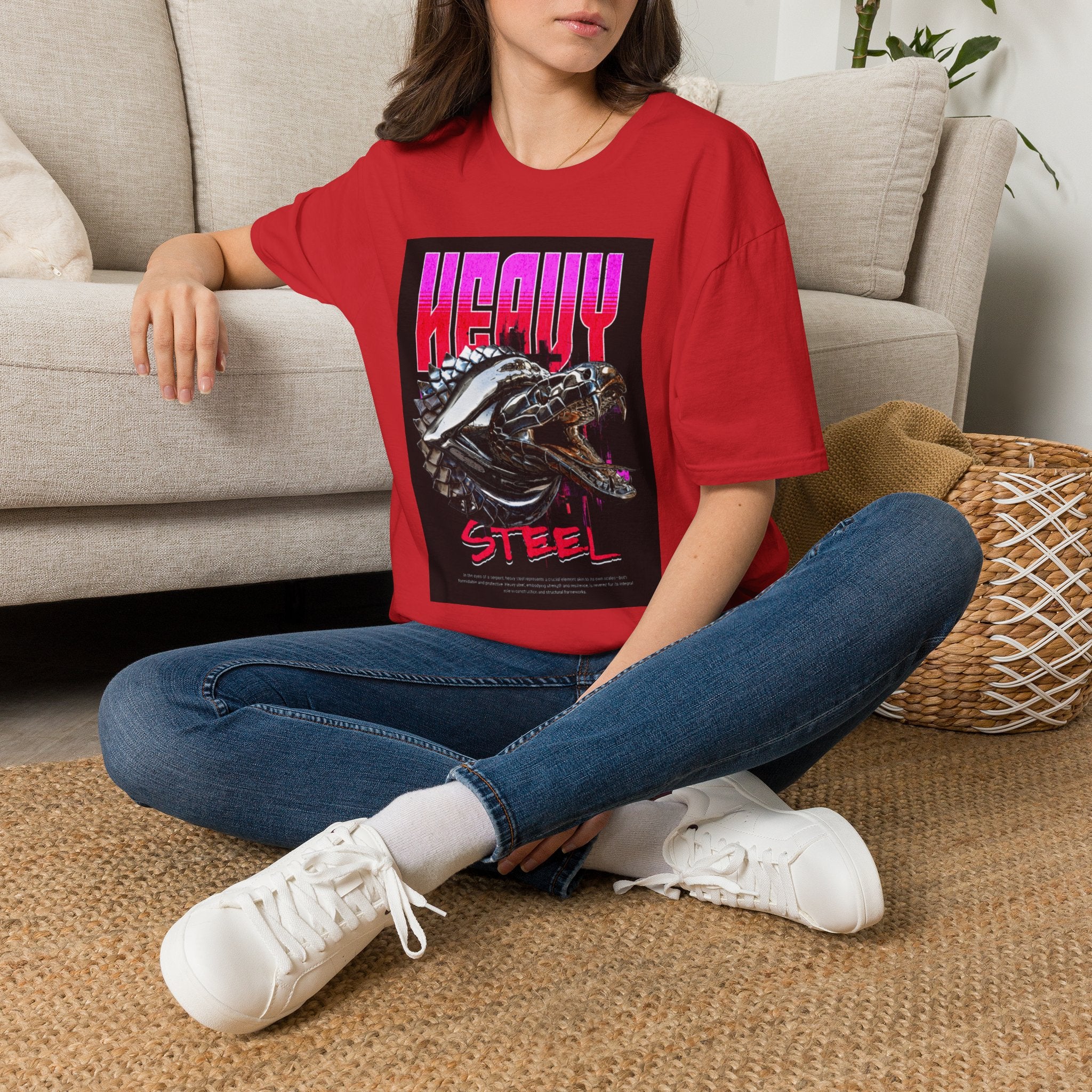 Heavy Steel T-Shirt — Retro Motorcycle Skull Graphic Tee