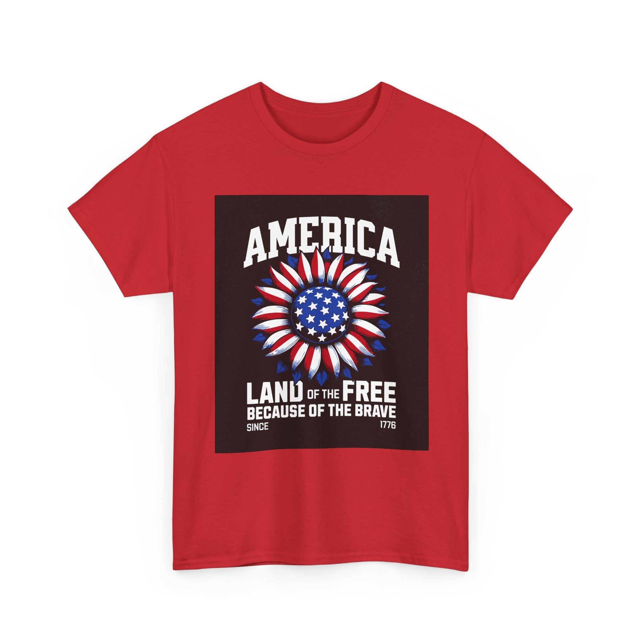 Patriotic America Tee — "Land of the Free Because of the Brave" Cotton T-Shirt